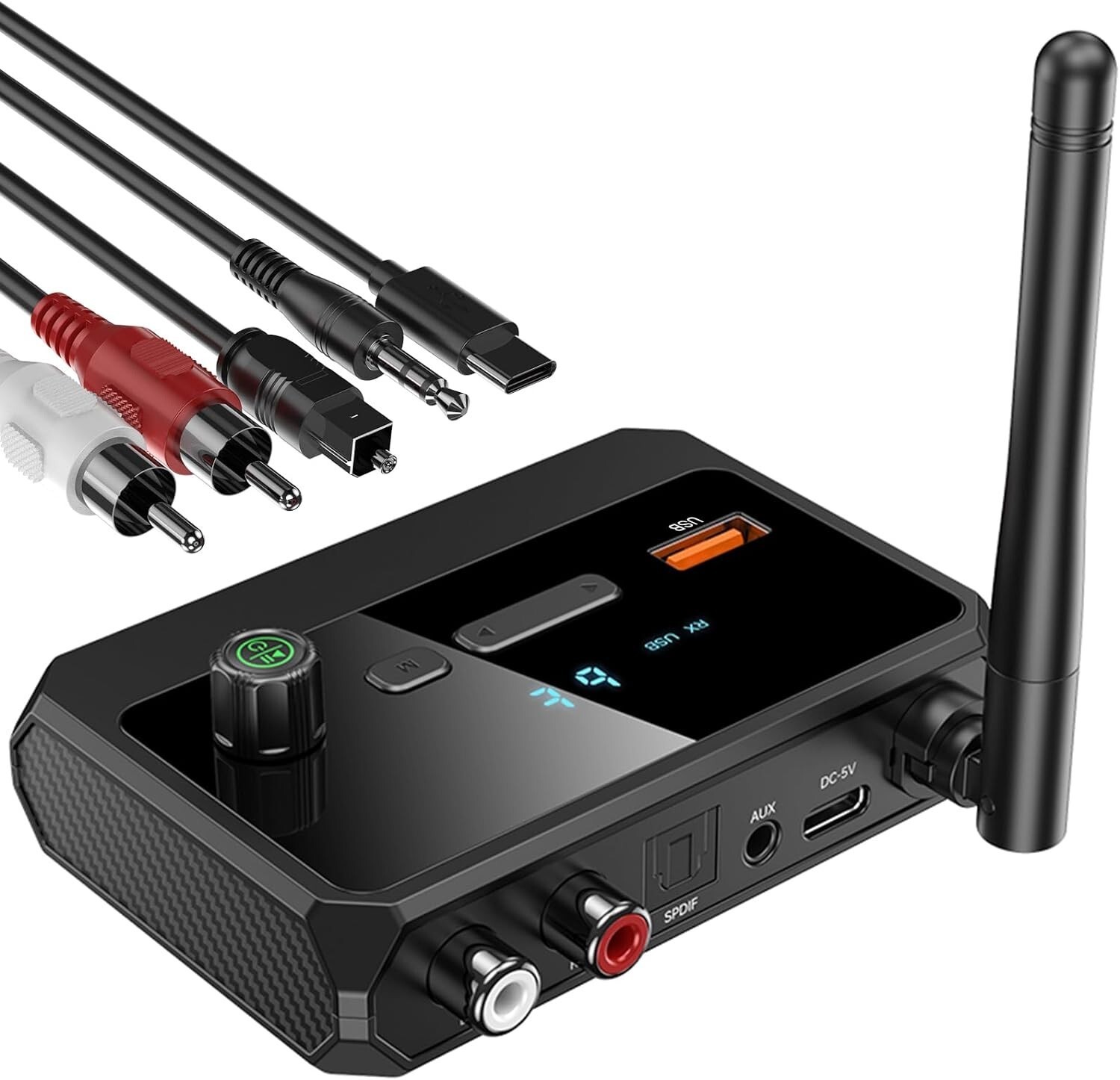 Bluetooth 5.3 Home Stereo Audio Receiver AUX USB Optical HD Music to RCA Adapter