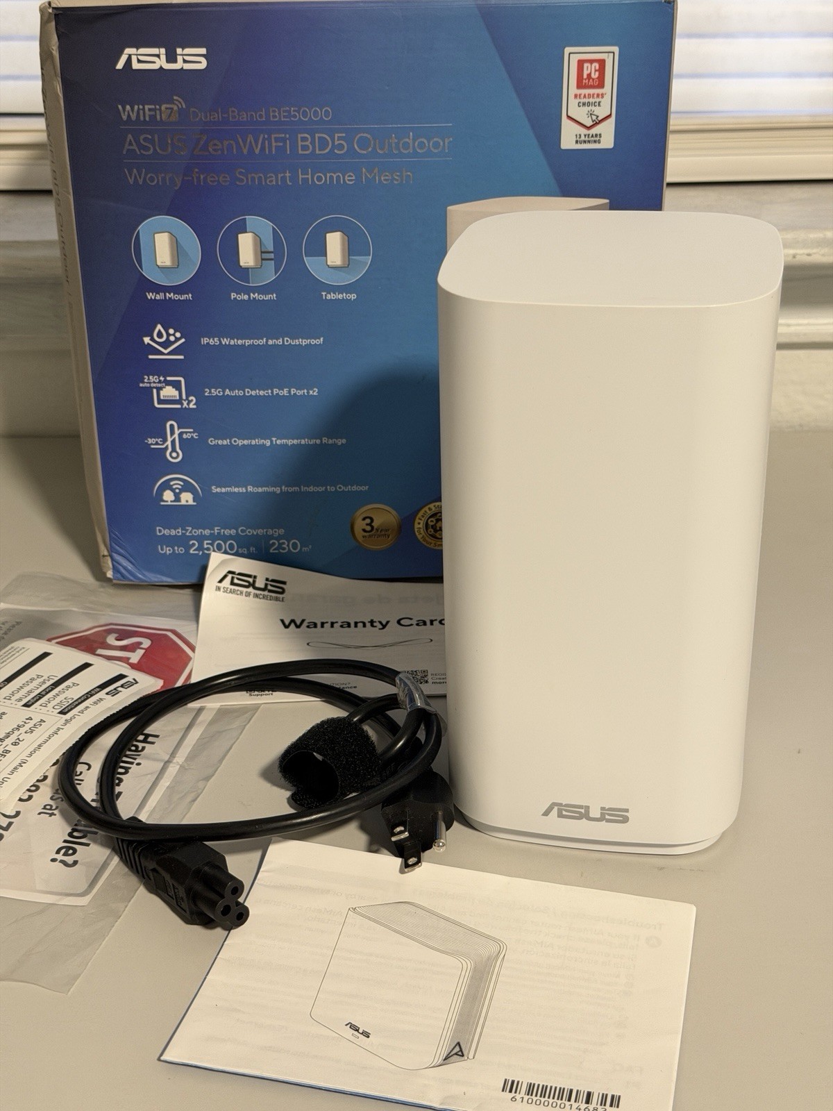 ASUS – ZenWiFi BD5 BE5000 Dual-Band Wi-Fi 7 Outdoor Router (1-pack) – White