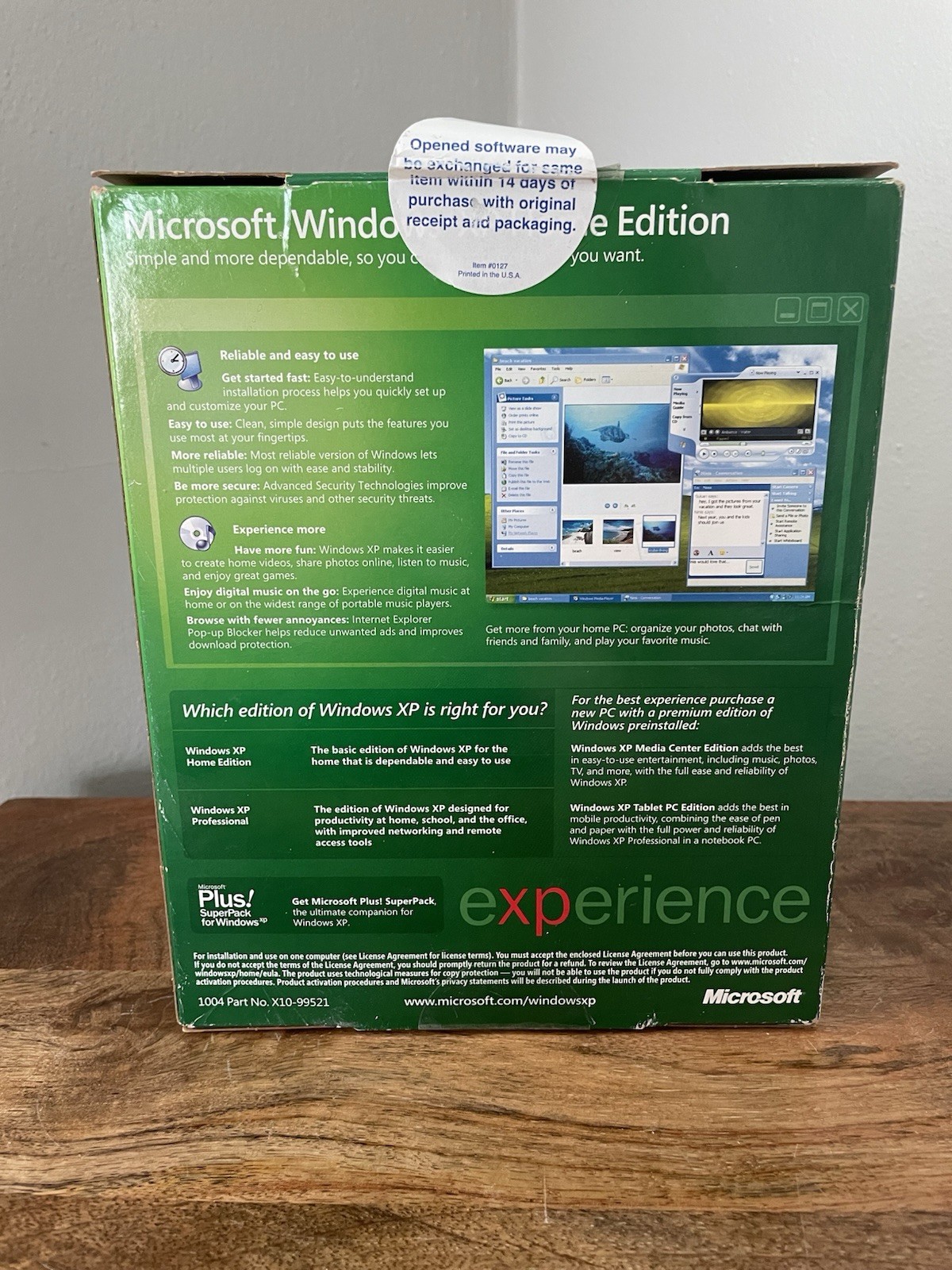 Microsoft Windows XP Home Edition Upgrade Retail Package W/ Product Key English