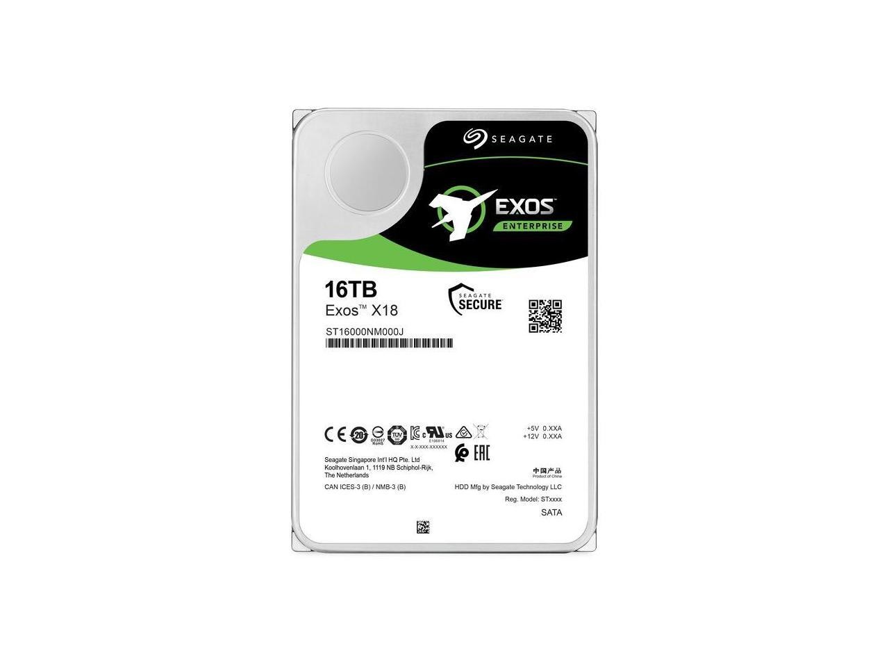 Seagate Exos 16TB Enterprise HDD X18 SATA 6Gb/s 512e/4Kn 7200 RPM 256MB Cache 3.