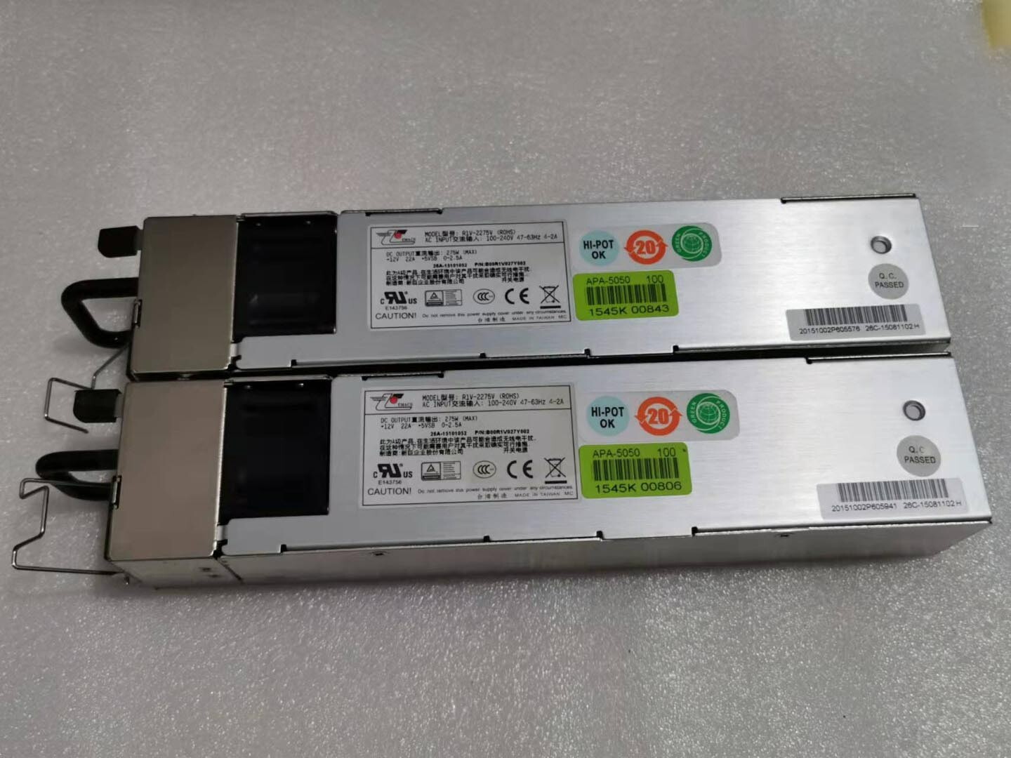 Zippy EMACS R1V2-5275V4H Power Supply Cage W/ 2x R1V-2275V PSU Tested