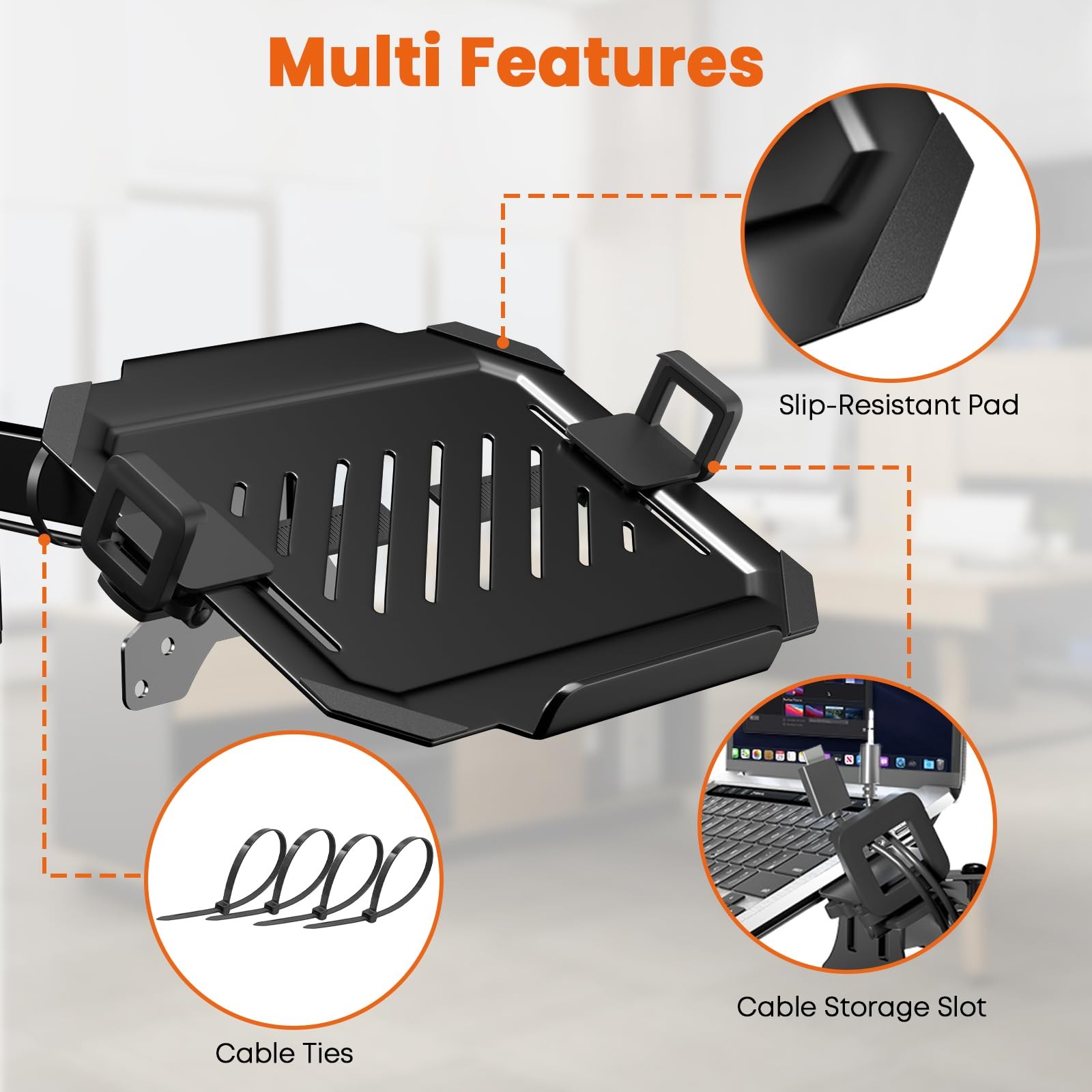 Laptop Pole Mount Tray – Universal Full Motion Arm Holder with Removable 75mm…