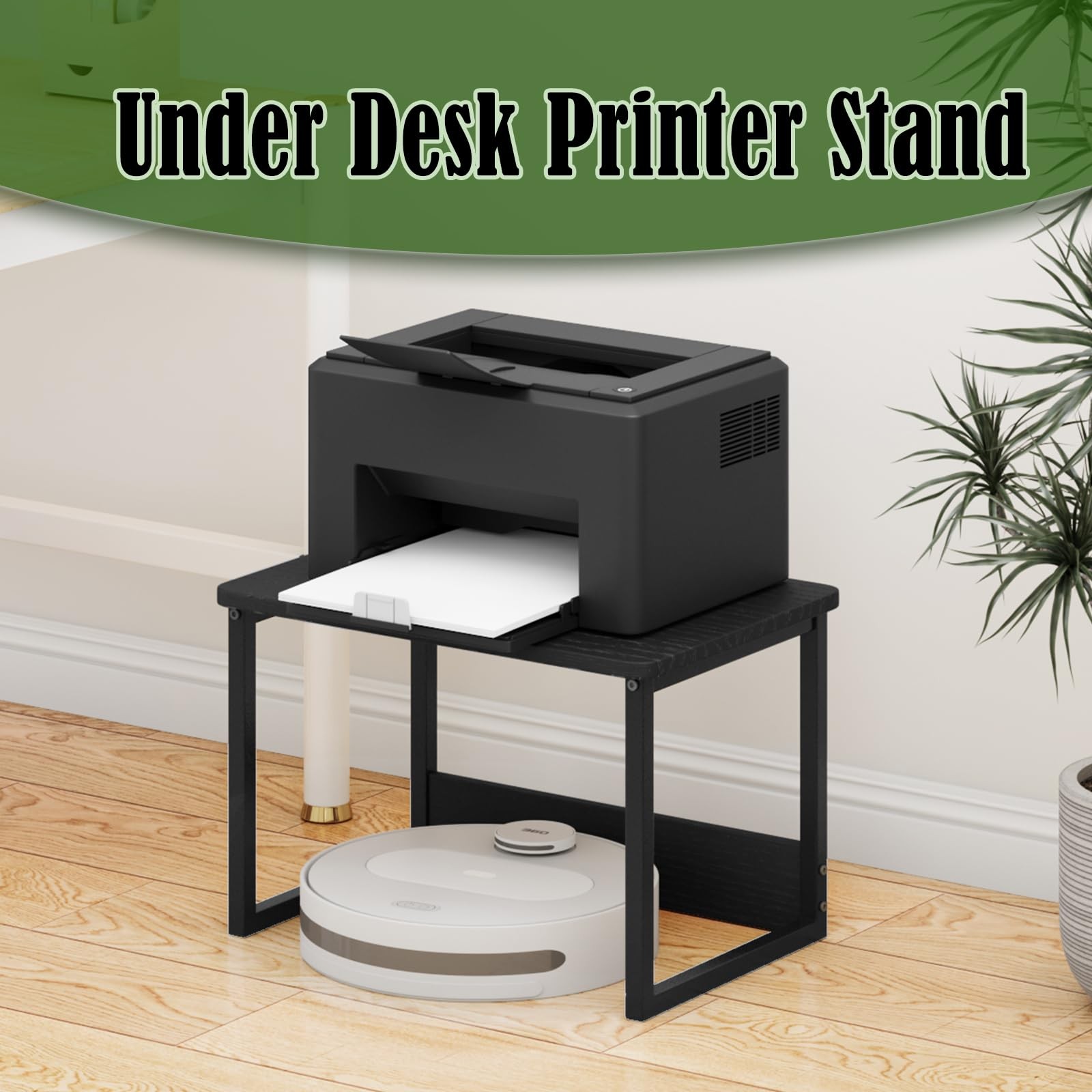 Printer Stand with Storage 100lbs Load Capacity for Home Office – Space Saver