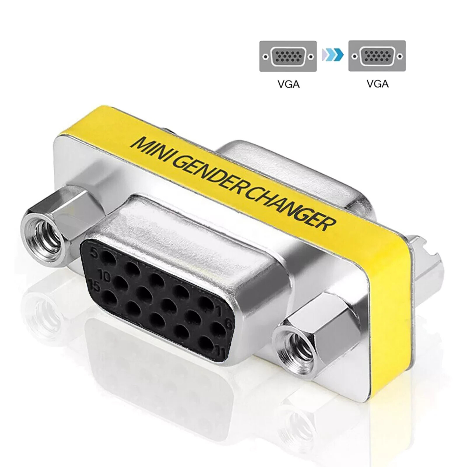 VGA SVGA Female Male 15 Pin Connector Gender Converter Adapter Coupler Extender