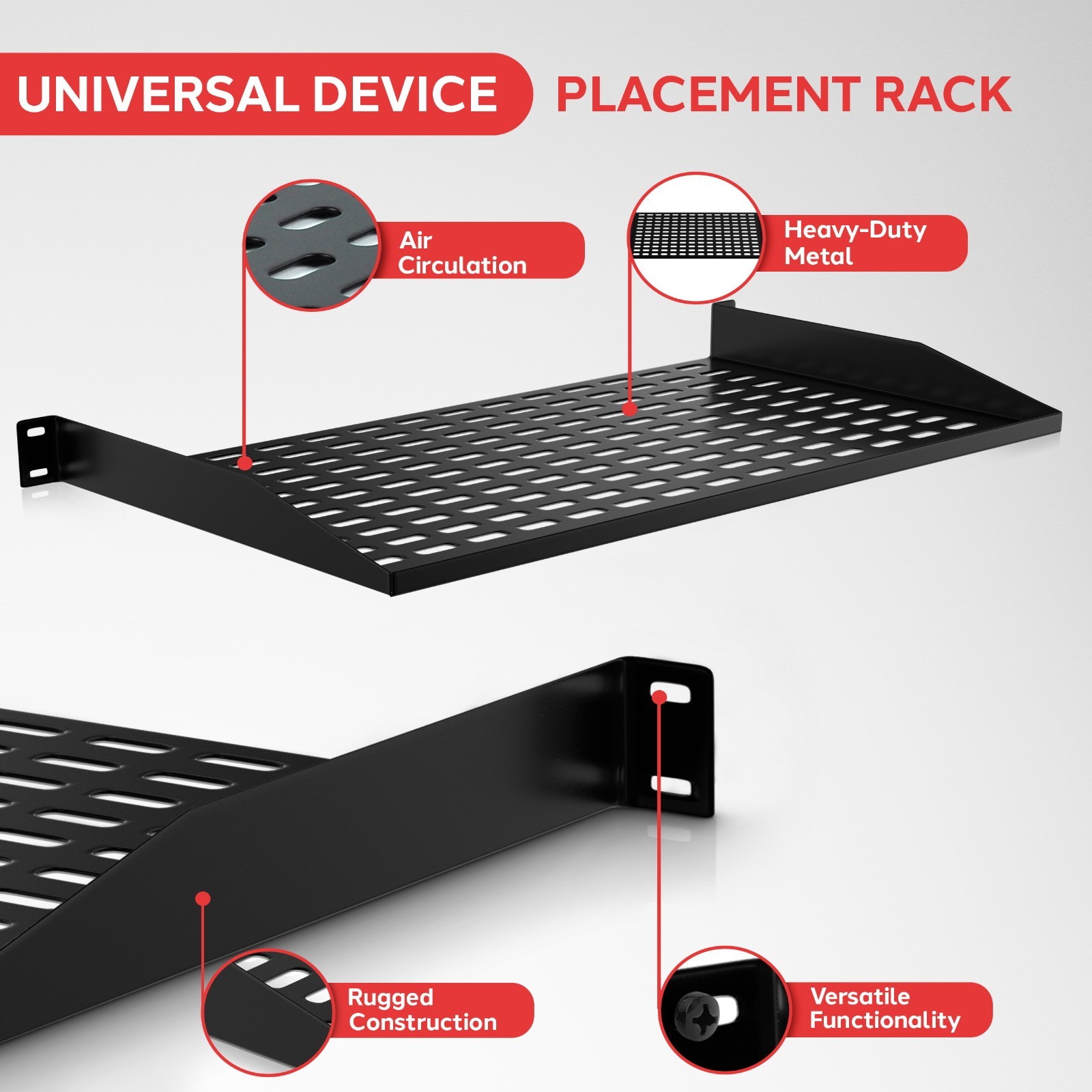 Pyle 8-Pack 1U Server Rack Shelf – Universal Device Server Rack Mounting Tray