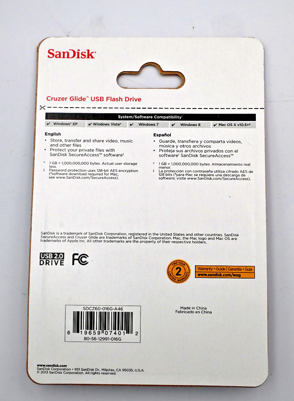 SanDisk Cruzer Glide USB Flash Drive With 16GB Of Storage Capacity