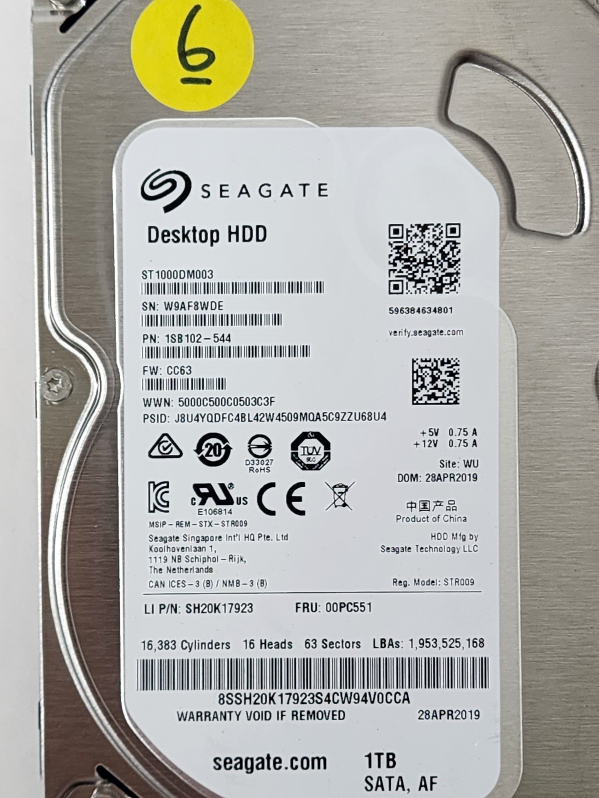 Lot of 16 Seagate/Western Digital 1TB 2TB 4TB 7200RPM SATA 3.5″ Hard Drive HDD