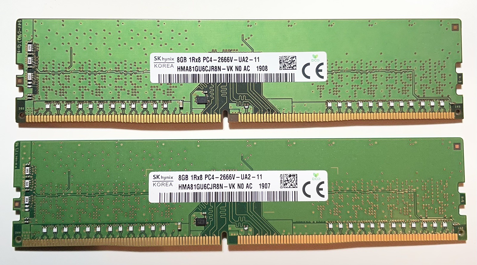 SK Hynix 16GB (2X8GB) 1RX8 PC4-2666V-UA2-11 HMA81GU6CJR8N-VK DDR4 RAM