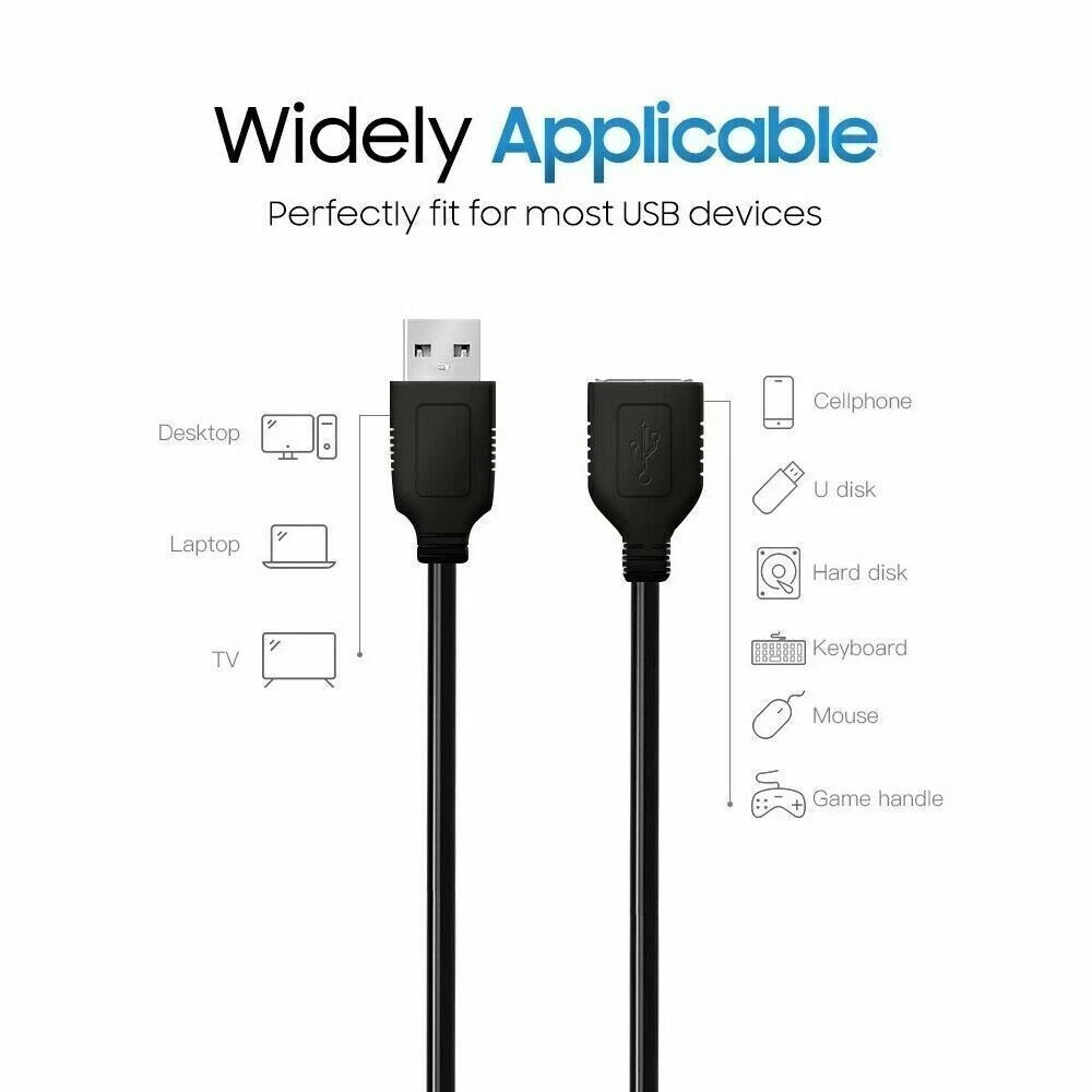 LOT USB 2.0 3.0 Extension Extender Cable Cord A Male to Female 1-16FT HIGH SPEED