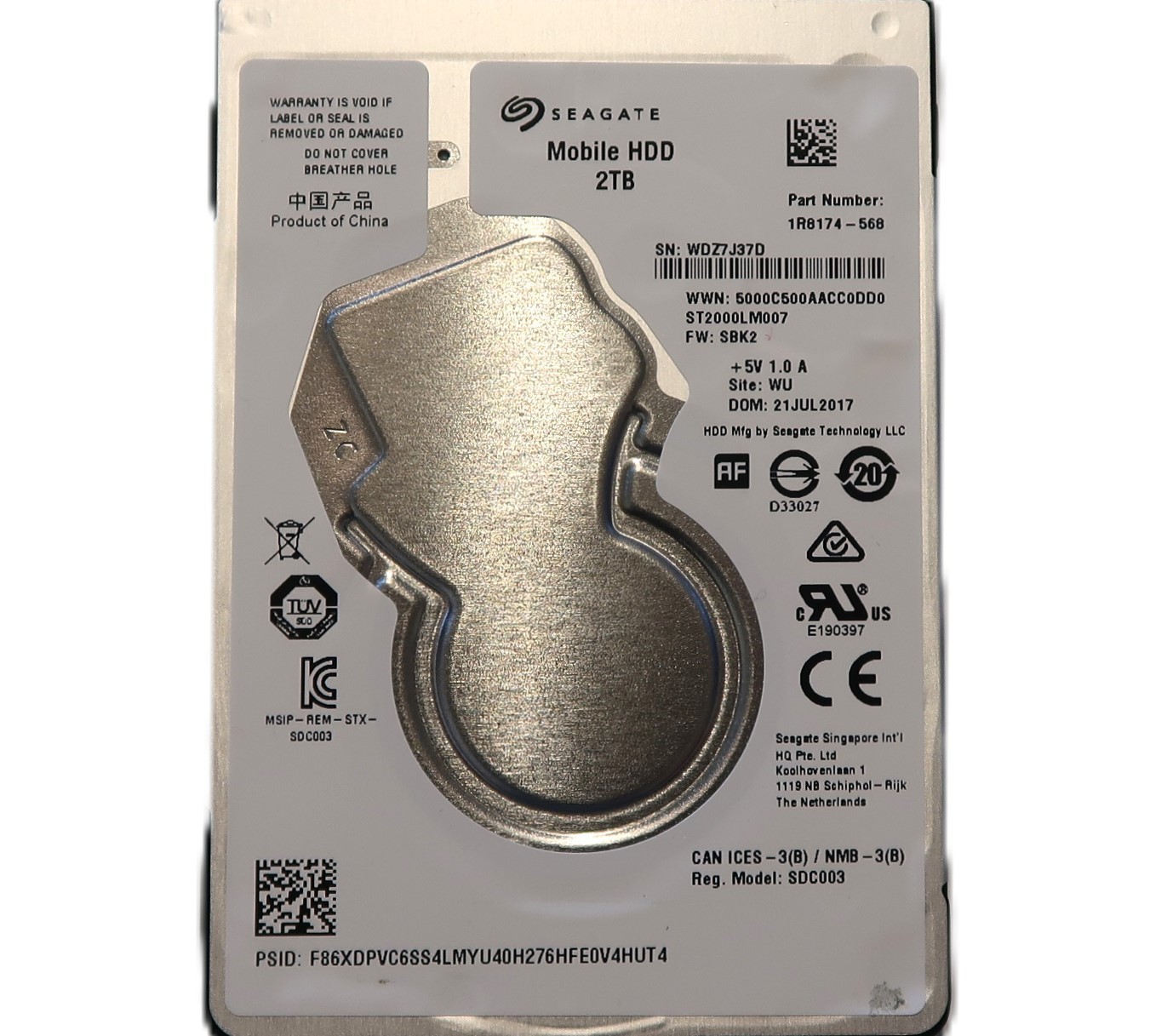 Seagate 1R8174-568 ST2000LM007 WU FW: SBK2 (WDZ) China 2.5″ 2000gb Sata JUL/2017