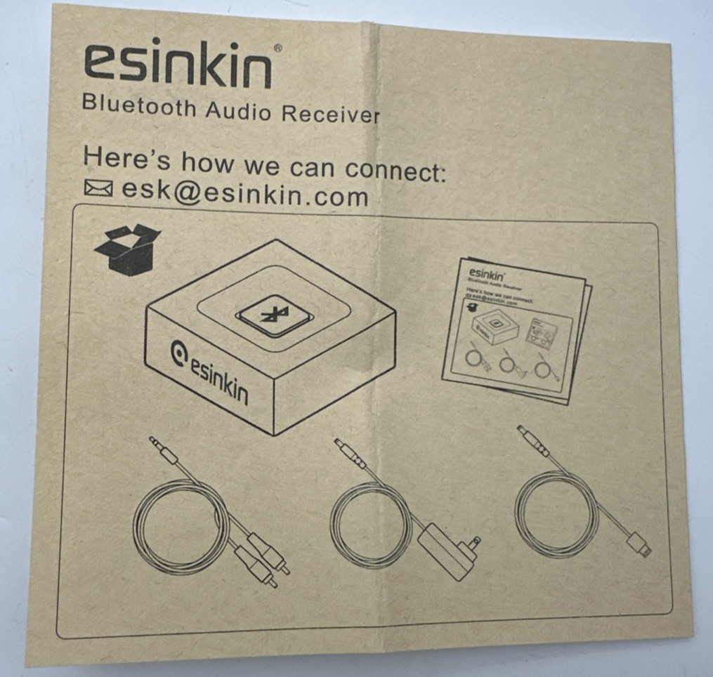 Esinkin Bluetooth Audio Receiver Wireless Stereo Music Adapter W29 Open Box