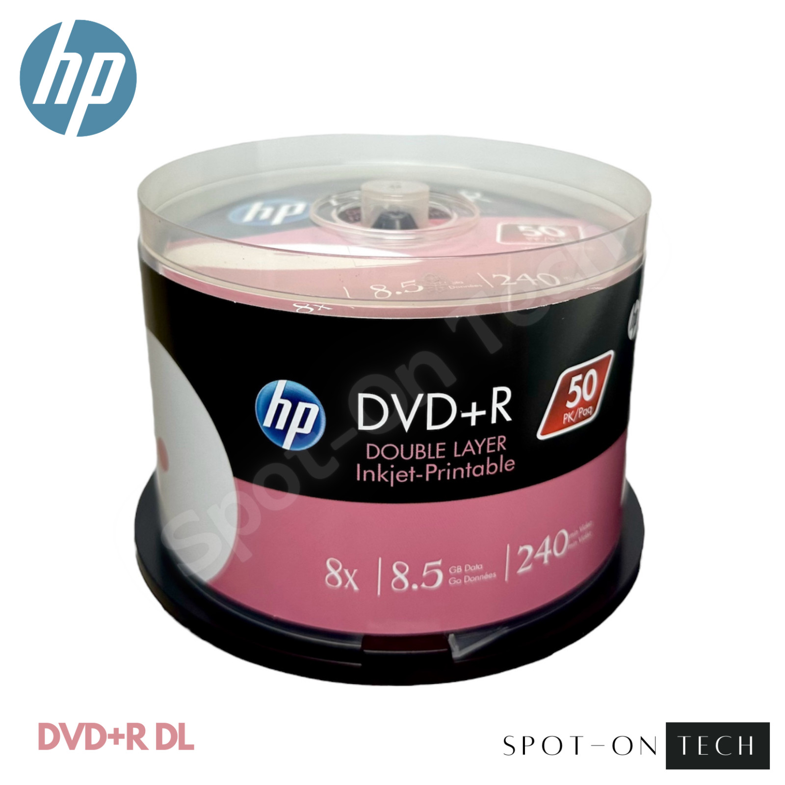 HP DVD+R DL 8.5GB 8X White Inkjet Printable Dual Layer 50 Pack Blank Discs Cake