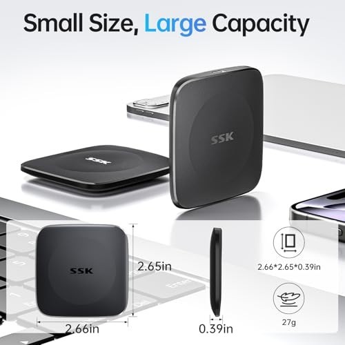 128GB Portable SSD External Drive, 550MB/s Fast USB 3.2 Type C & A Storage for i