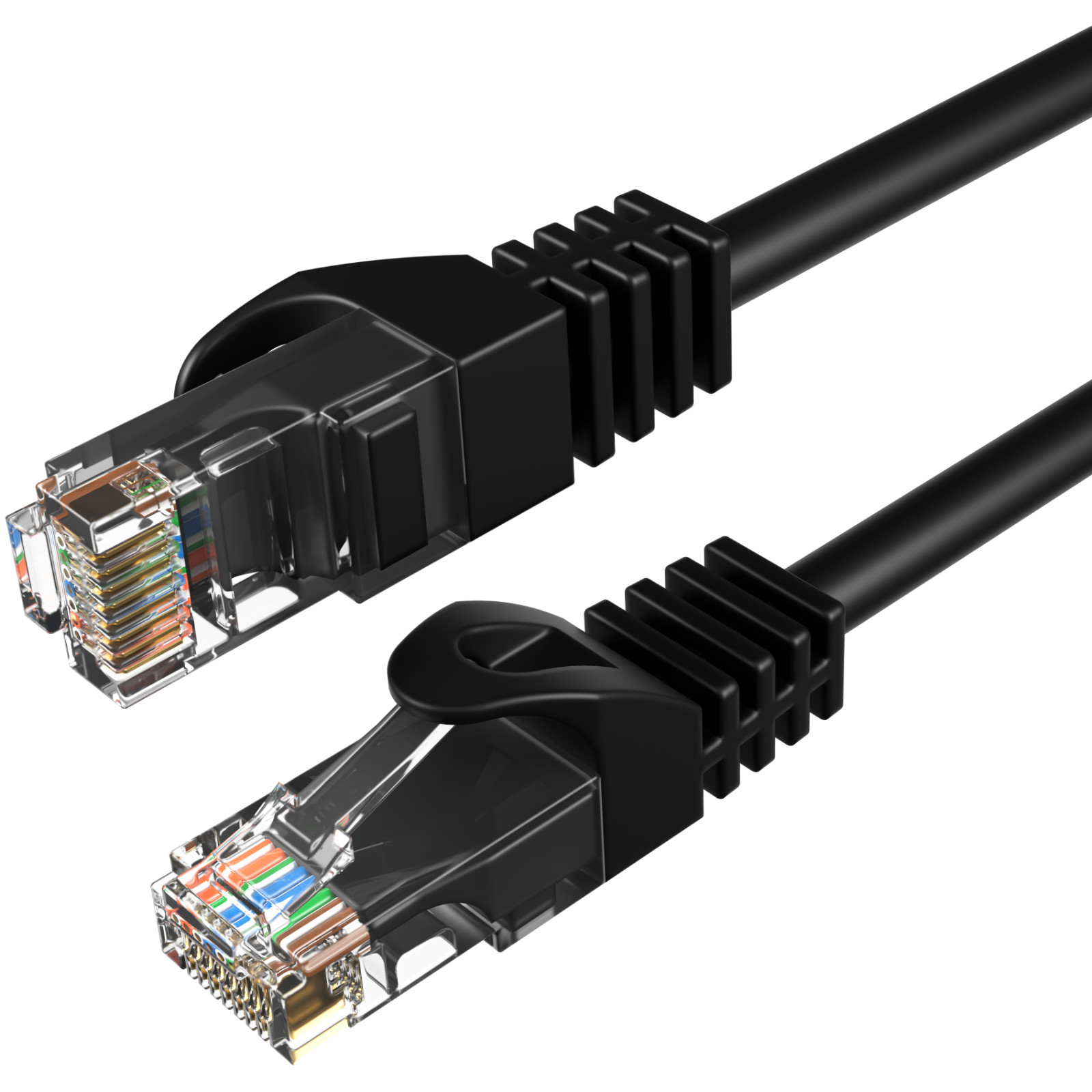 Cat5e Black Patch Cord Network Cable Ethernet LAN RJ45 UTP 25FT- 200FT Multi LOT