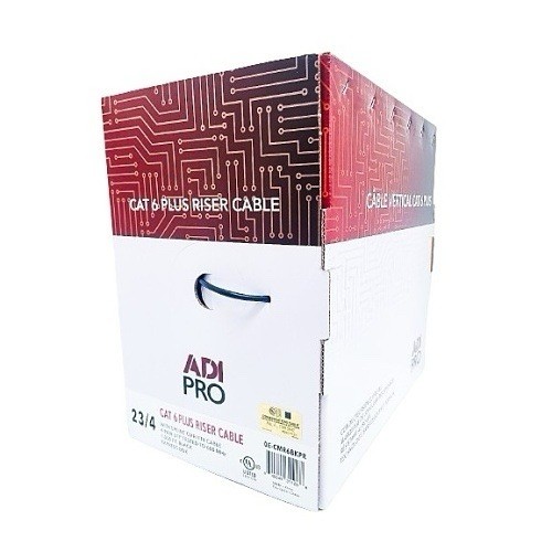 1000FT CAT6 Riser Cable, 23/4 Solid BC, Black – New With Worn Packaging