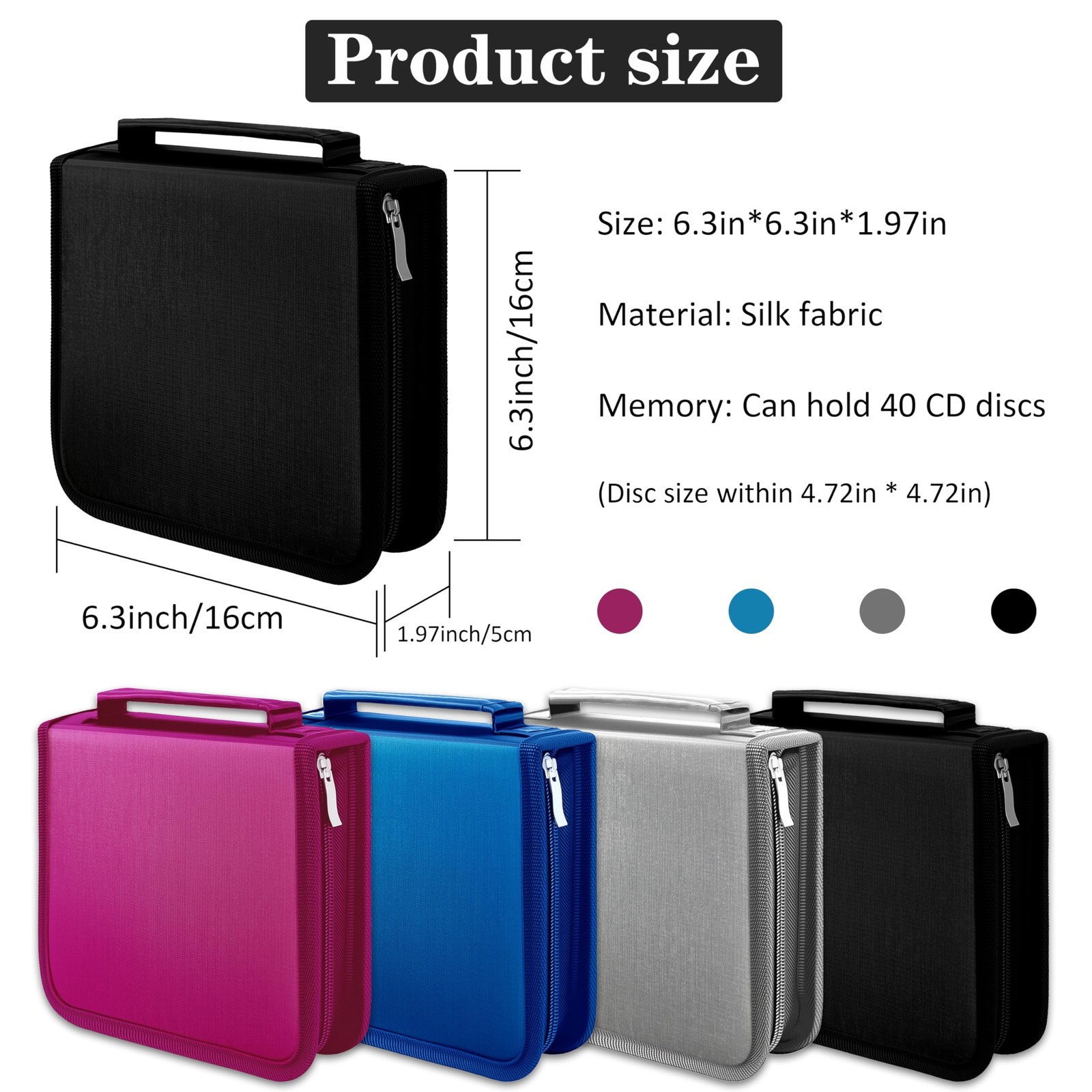 YILAG DVD Case CD Storage,40 Capacity Cases Holder Medium, 40 Black