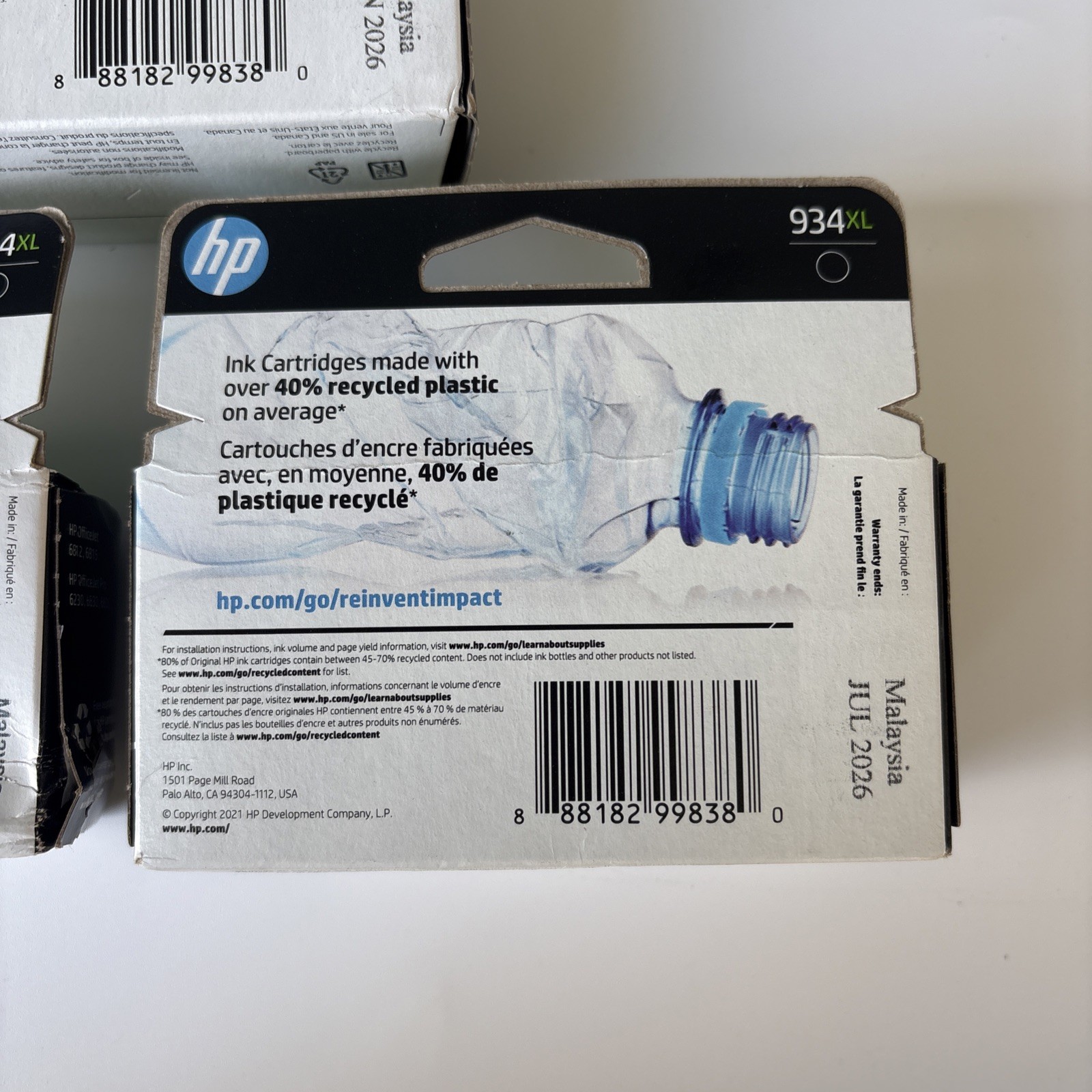 Lot of 3 HP 934XL Black Ink Cartridge Sealed New Exp 01/26, 07/2026, 01/27