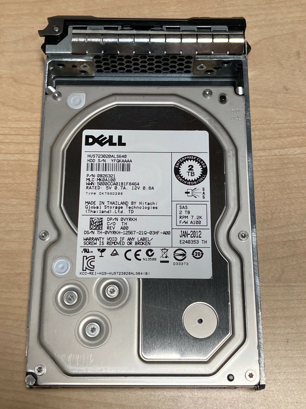 Dell VYRKH 2TB 3.5 NL SAS 7200RPM 6GBPS HUS723020ALS640 0VYRKH