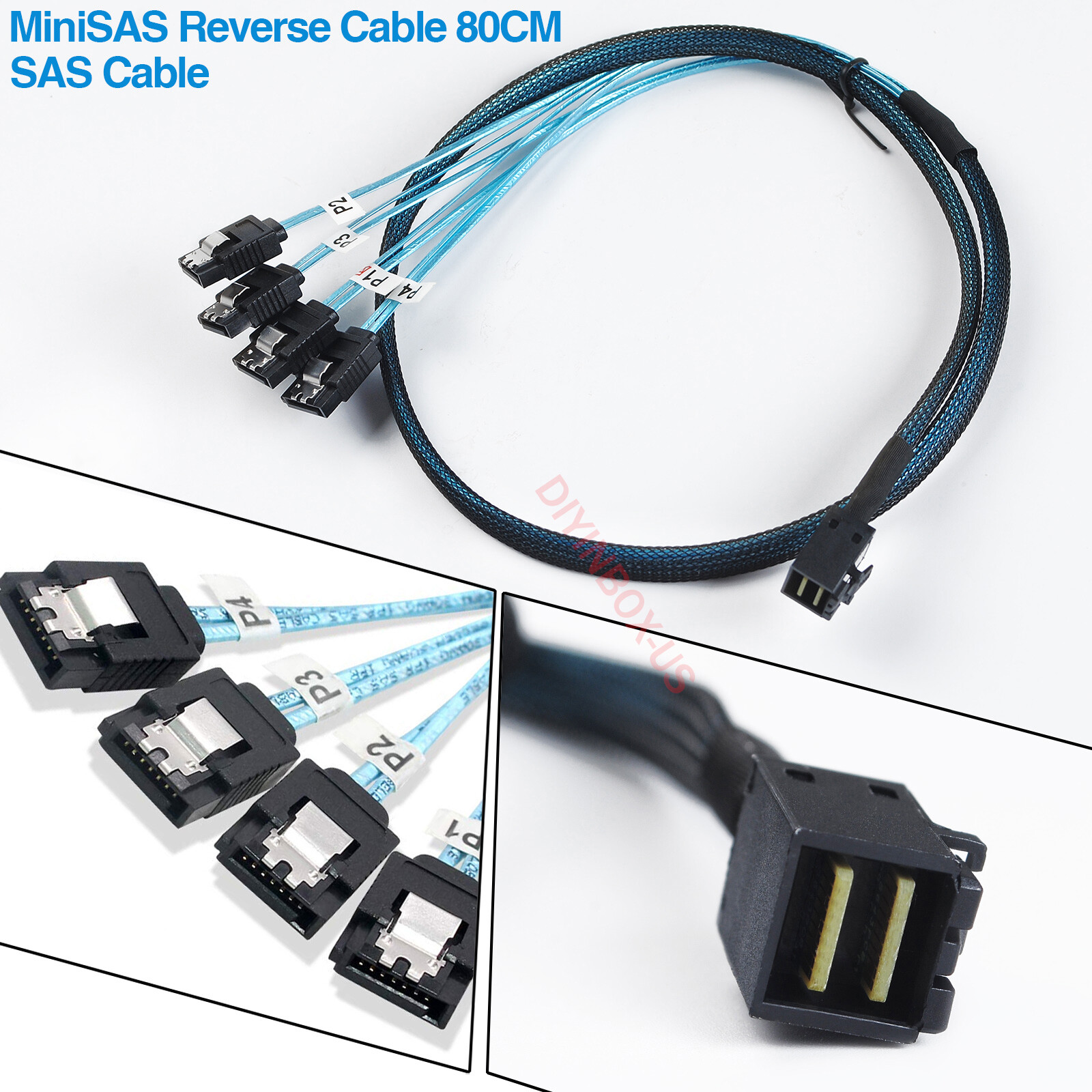 1-4pcs Mini SFF 8643 36pin to Mini 4X SATA 7Pin HD Reverse Breakout Cable 12Gb/s