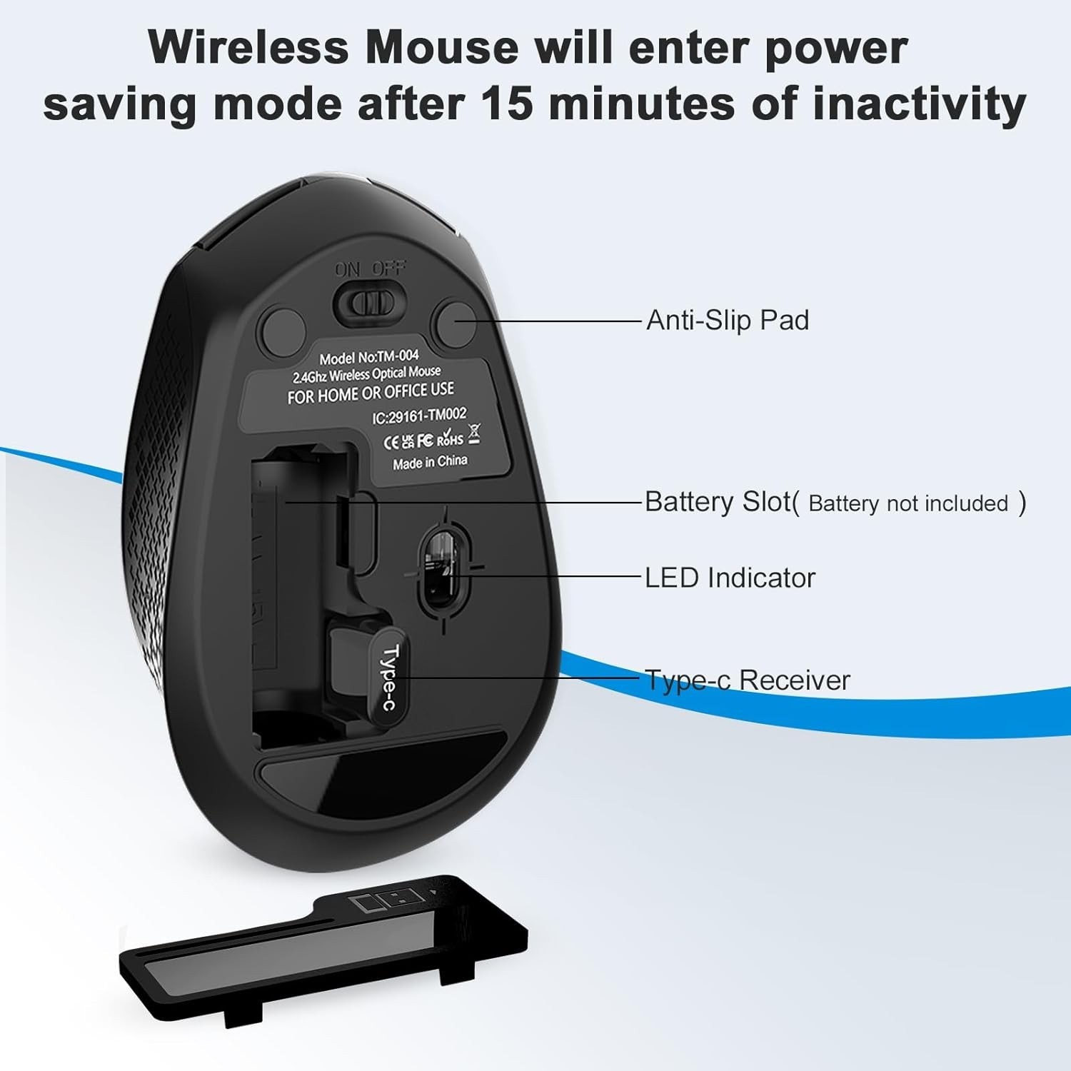 USB C Wireless Mouse, Type C Silent Mouse for MacBook Air/Pro,2.4G Cordless