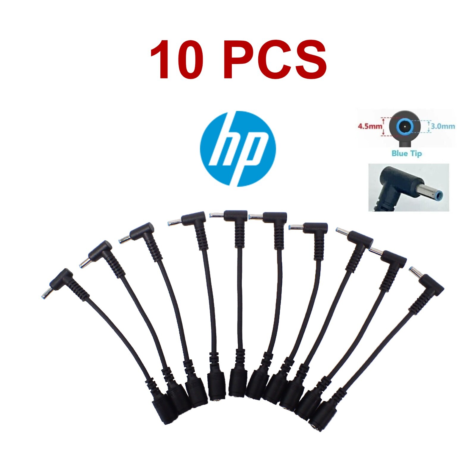 5-10x Power Charger Converter Adapter Cable 7.4mm To 4.5mm For HP Blue Small Tip