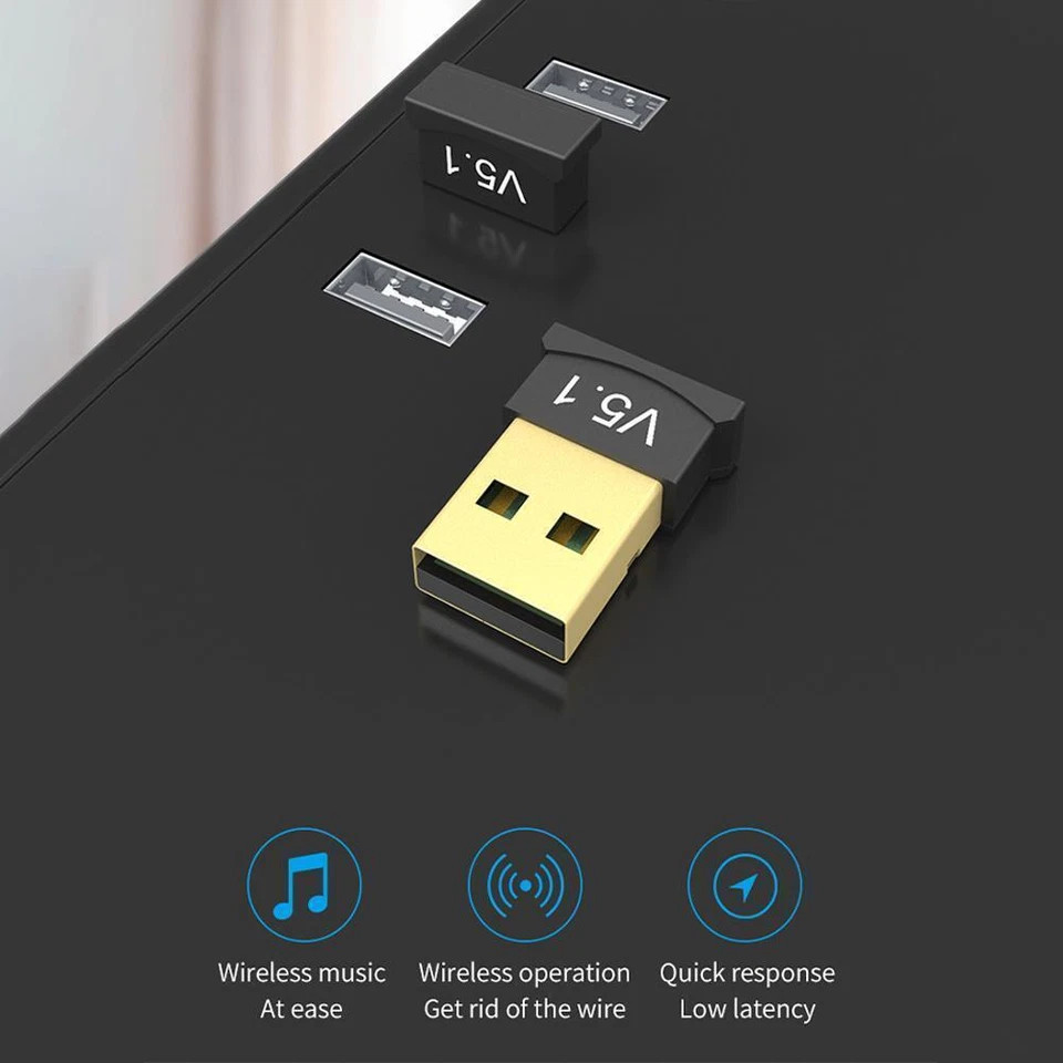 USB 2.0 Wireless Bluetooth 5.1 Adapter Dongle Transmitter Receiver For PC Laptop