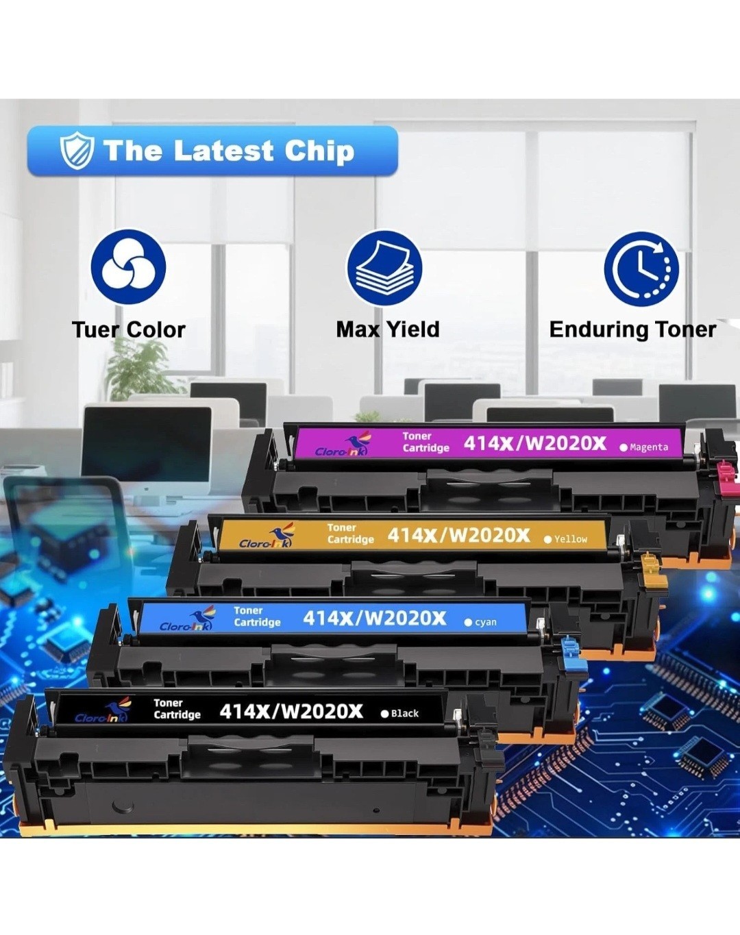 4-Pack 414X Toner With Chip for HP M479fdw M479fdn M454dw M454dn W2020X W2020A