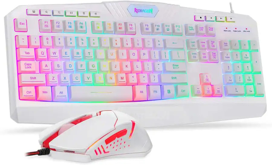REDRAGON S101W Wired RGB Backlit Keyboard and Red Backlit Mouse Combo 3200 DPI