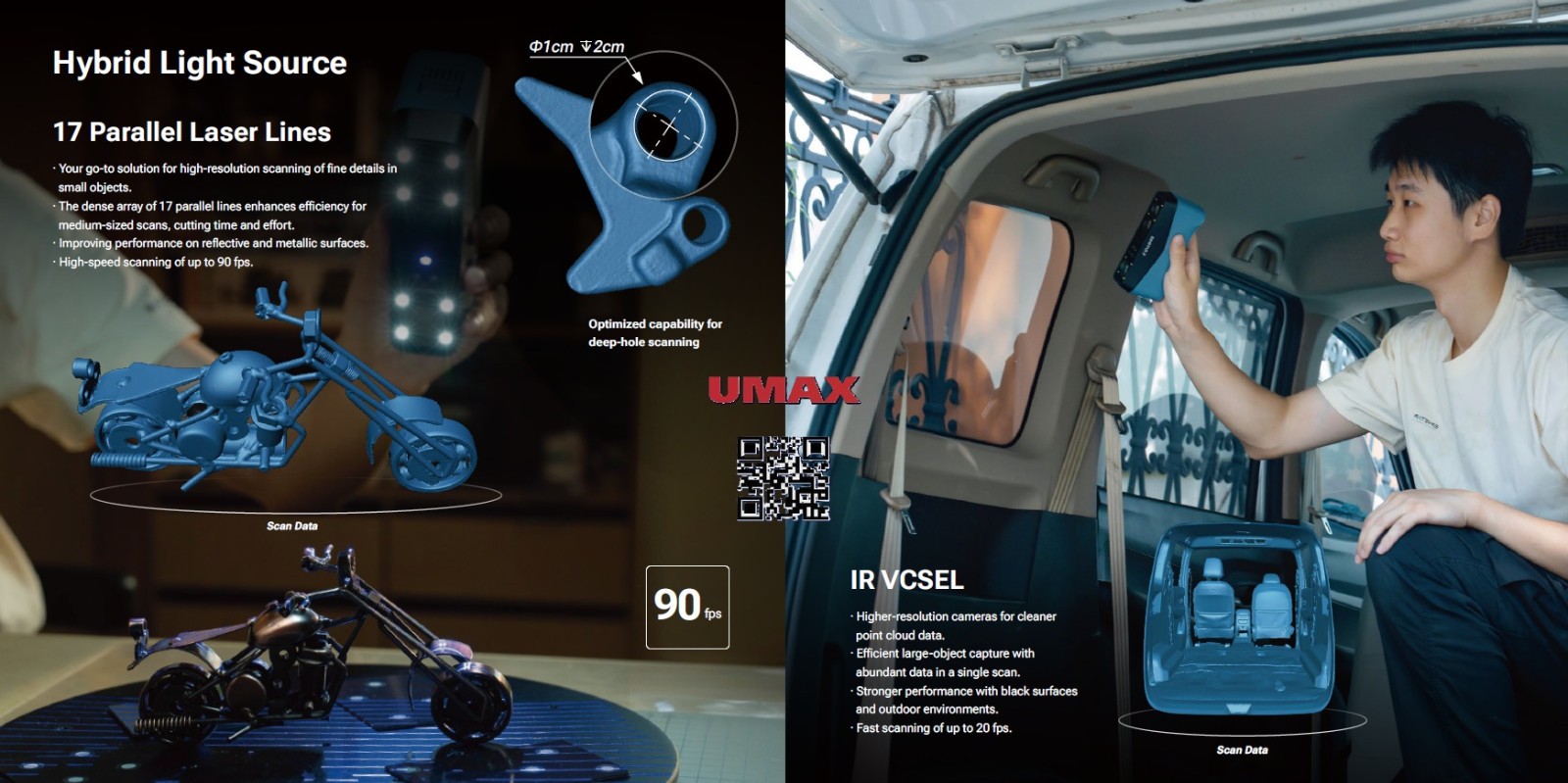 EINSTAR 2 Professional 3D Scanner, Hybrid Blue Laser & IR, 90FPS