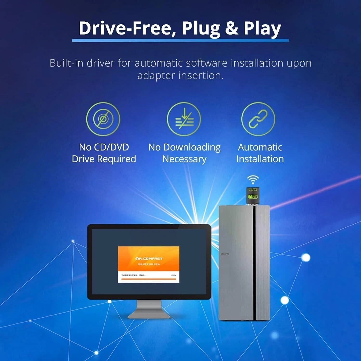 USB WiFi Bluetooth Adapter 600Mbps Dual Band 2.4/5Ghz Wireless Network Receiver