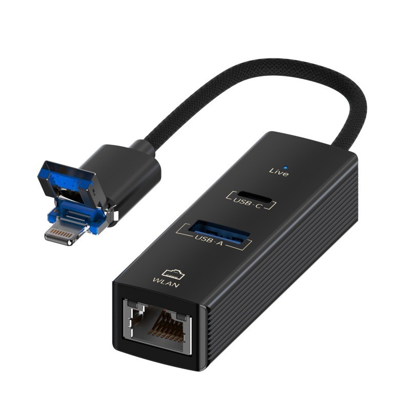 Gigabit Ethernet RJ45 1000Mbps Adapter USB 3.0 2-Port LAN Hub for PC Mac Laptop
