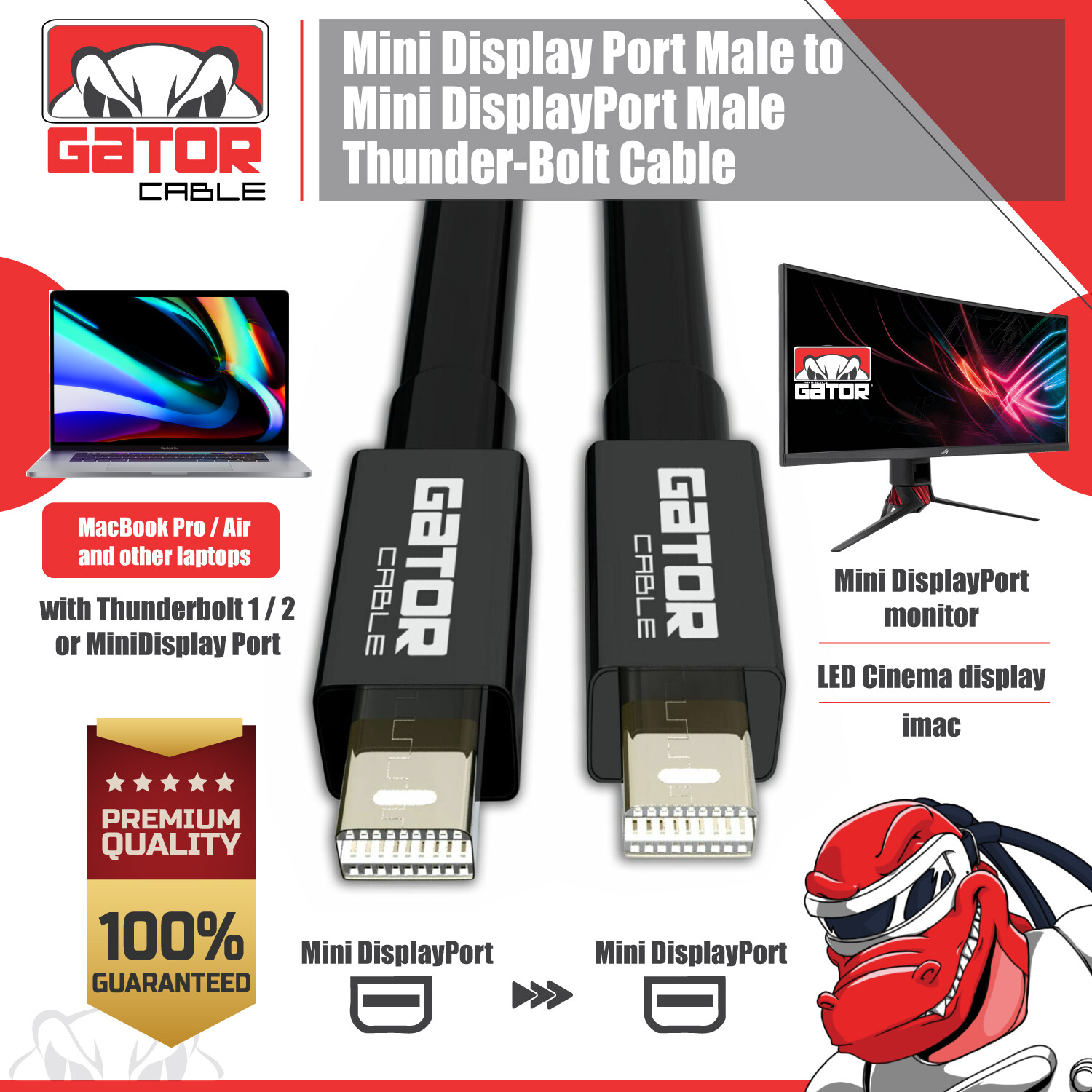 Mini DisplayPort DP to Mini DisplayPort DP Cable 4K 60Hz Video Audio UHD For Mac