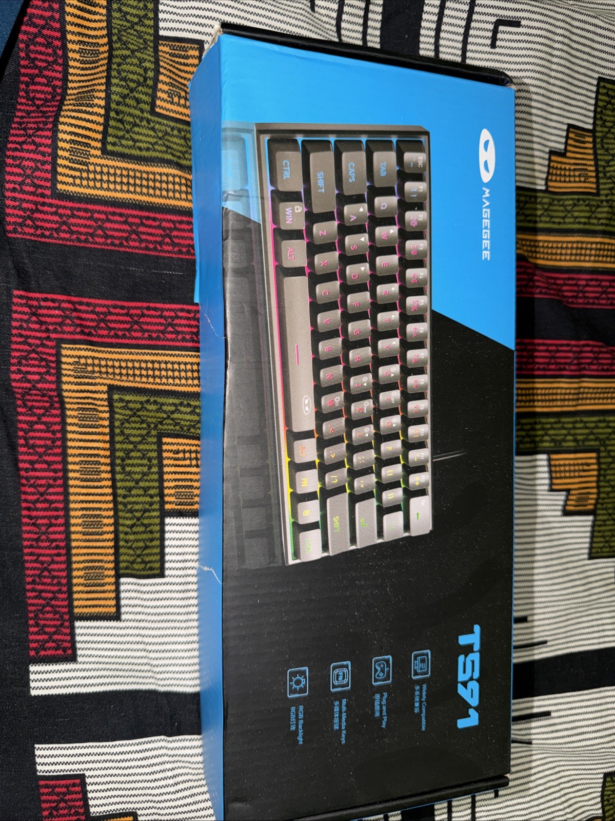 MageGee TS91 Mini 60% Wired One Handed Gaming Keyboard, RGB Backlit, Black