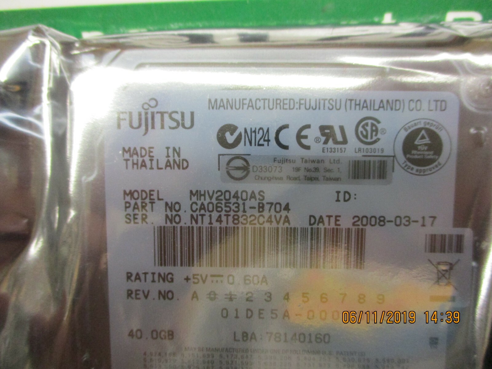 New – Fujitsu MHV2040AS 40GB 5400RPM 8MB Cache IDE Ultra ATA100 2.5in HDD
