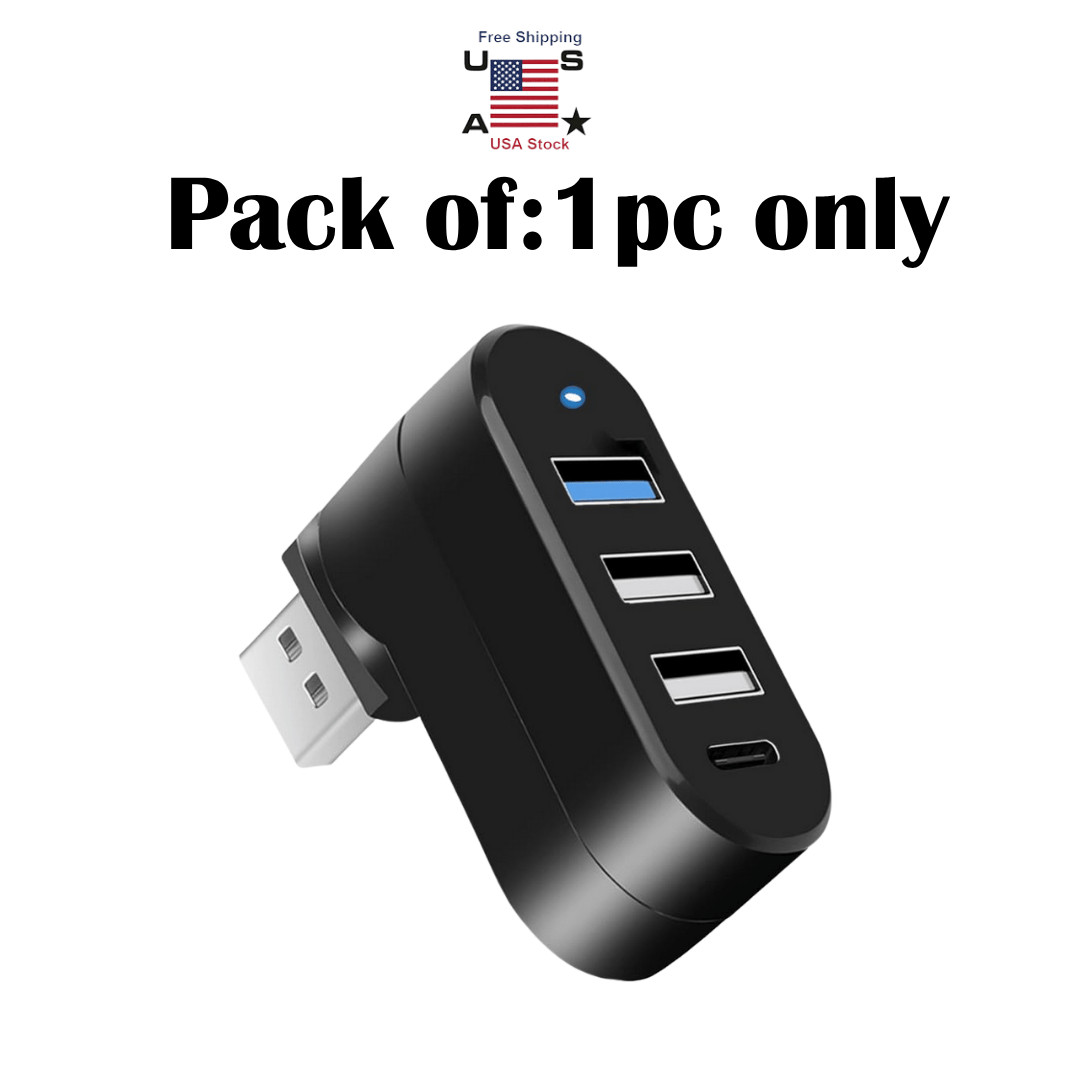 2× USB 3.0 3-Port Hub Rotatable Laptop Multi HUB Splitter Expansion Universal US