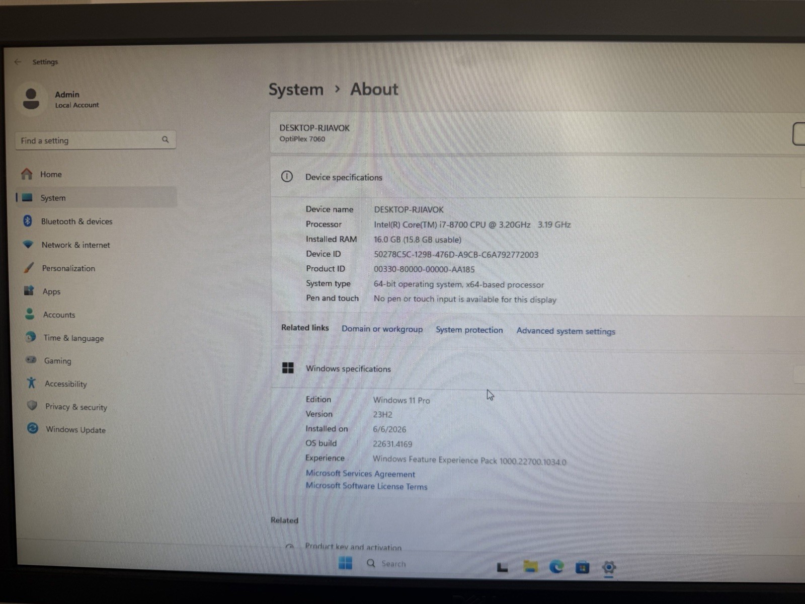 Dell OptiPlex 7060 SFF Desktop Intel i7-8700 3.20GHz 16GB RAM 256GB SSD Win11P