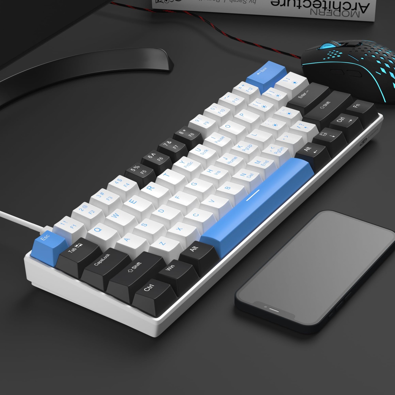 60% Mechanical Gaming Keyboard,Mixed Color Keycaps Gaming Keyboard with Brown…