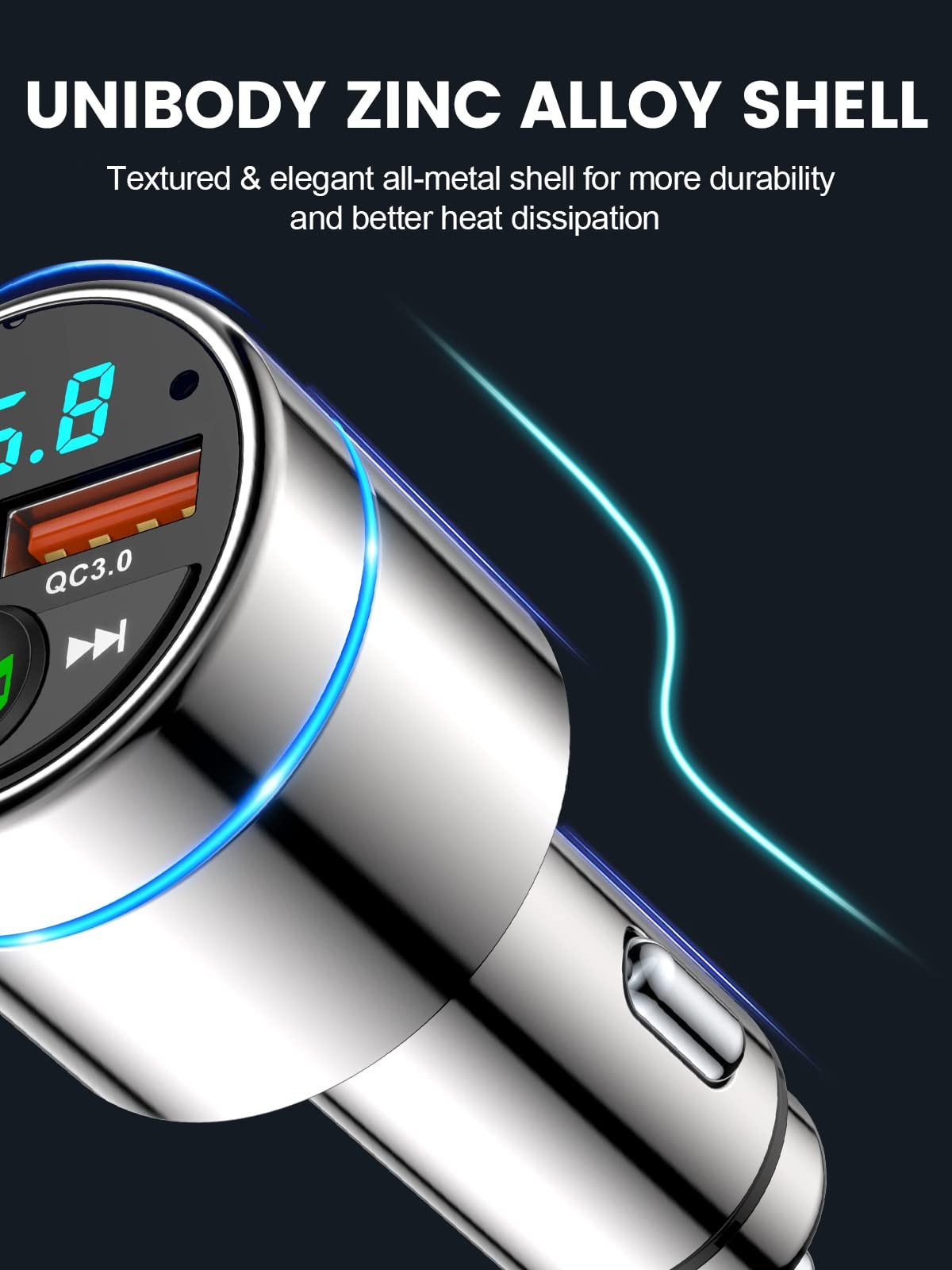 FOCBYE FM Transmitter for Car Bluetooth 5.3 All-Metal PD 20W & QC3.0 18W Fast…