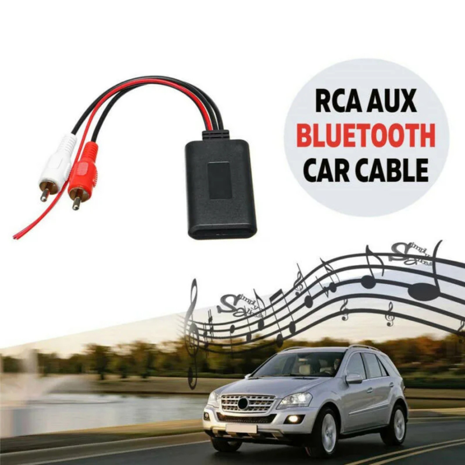 5-12V Car Bluetooth 5.0 Module 2RCA AUX Cable Adapter Audio Radio Stereo