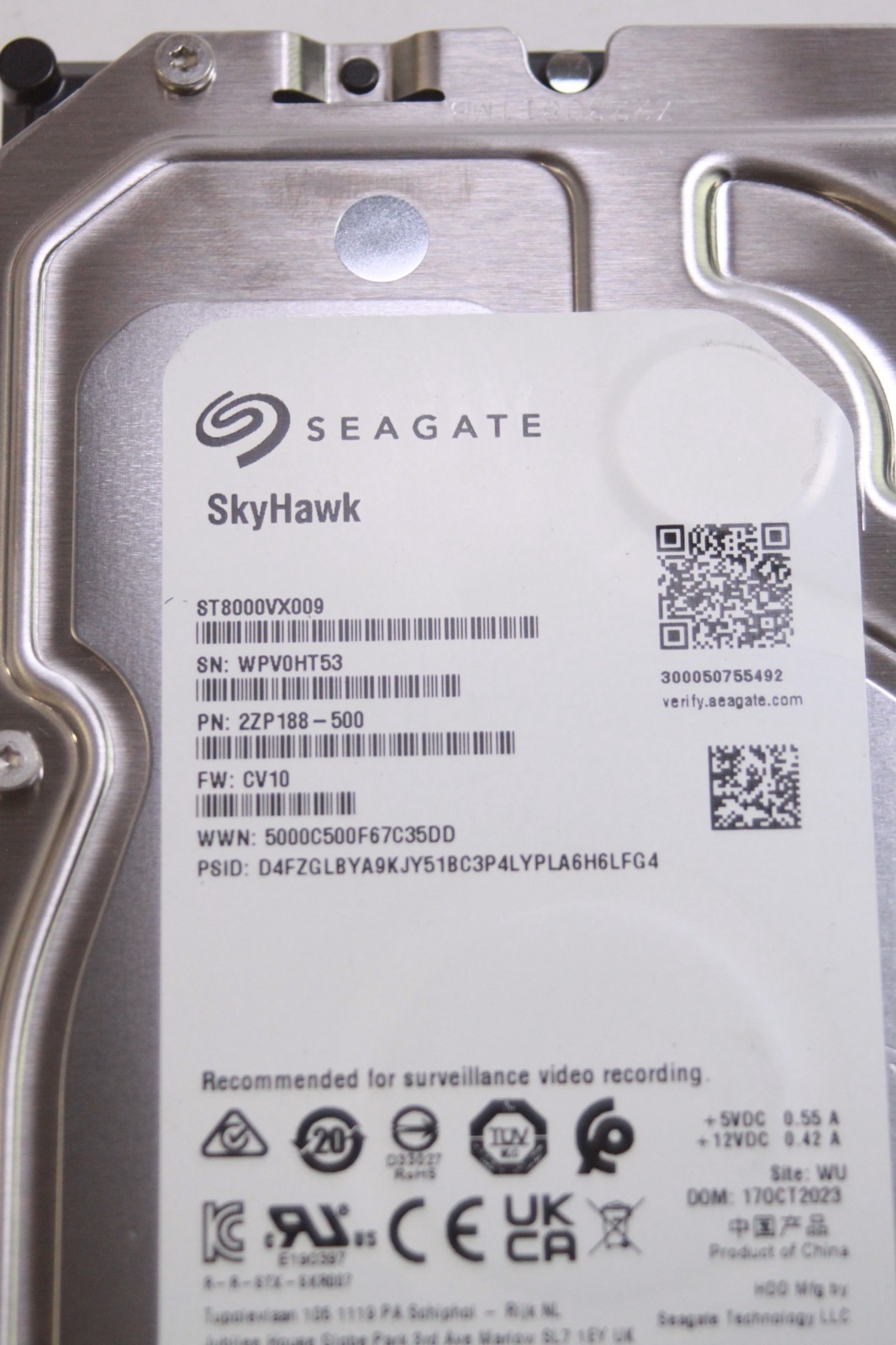 Seagate SkyHawk – 8 TB – 256 MB – 3.5” – Serial ATA III (ST8000VX009)