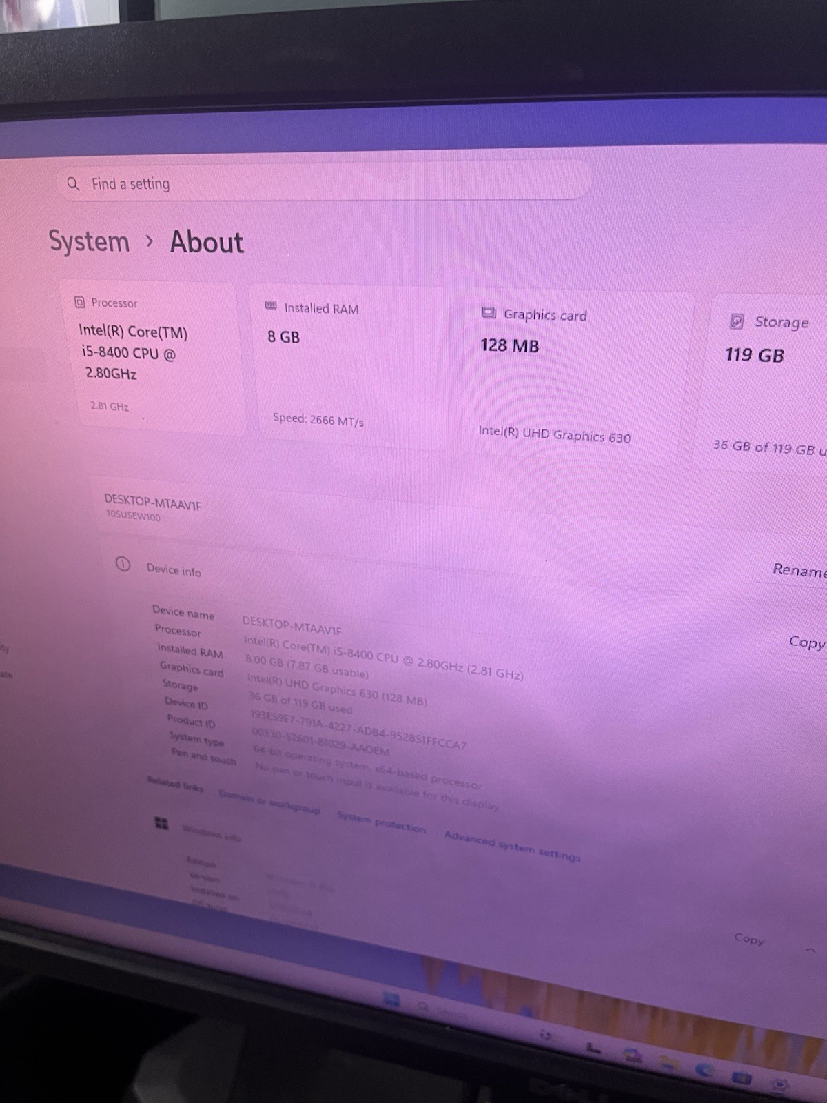 Lenovo ThinkCentre M720s Used SFF i5 8th Gen , 128GB NVMe, 8GB RAM