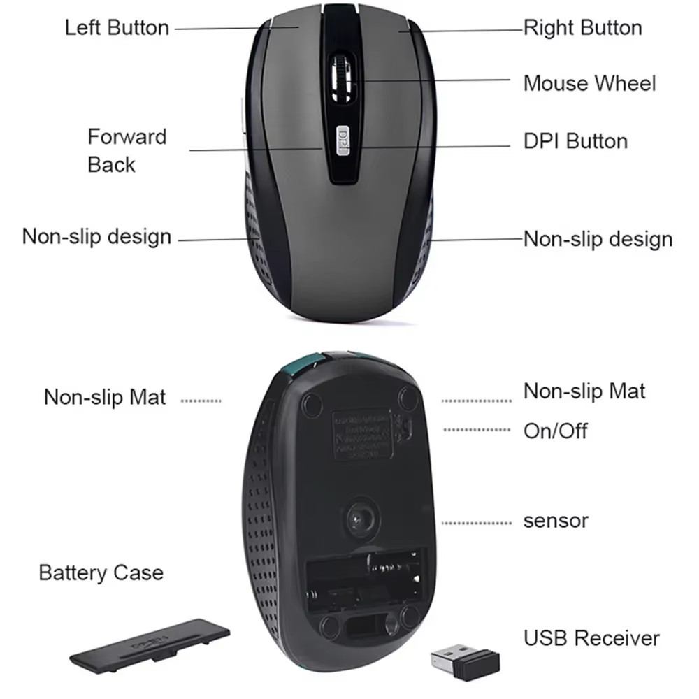 Wireless Optical Mouse Mice 2.4GHz USB Receiver For Laptop PC Computer DPI lot