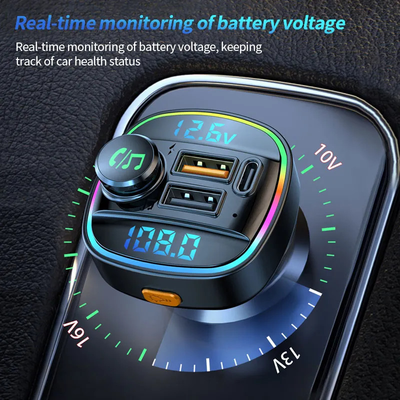 Bluetooth 5.0 Car Wireless FM Transmitter Adapter USB PD Charger AUX Hands LOT