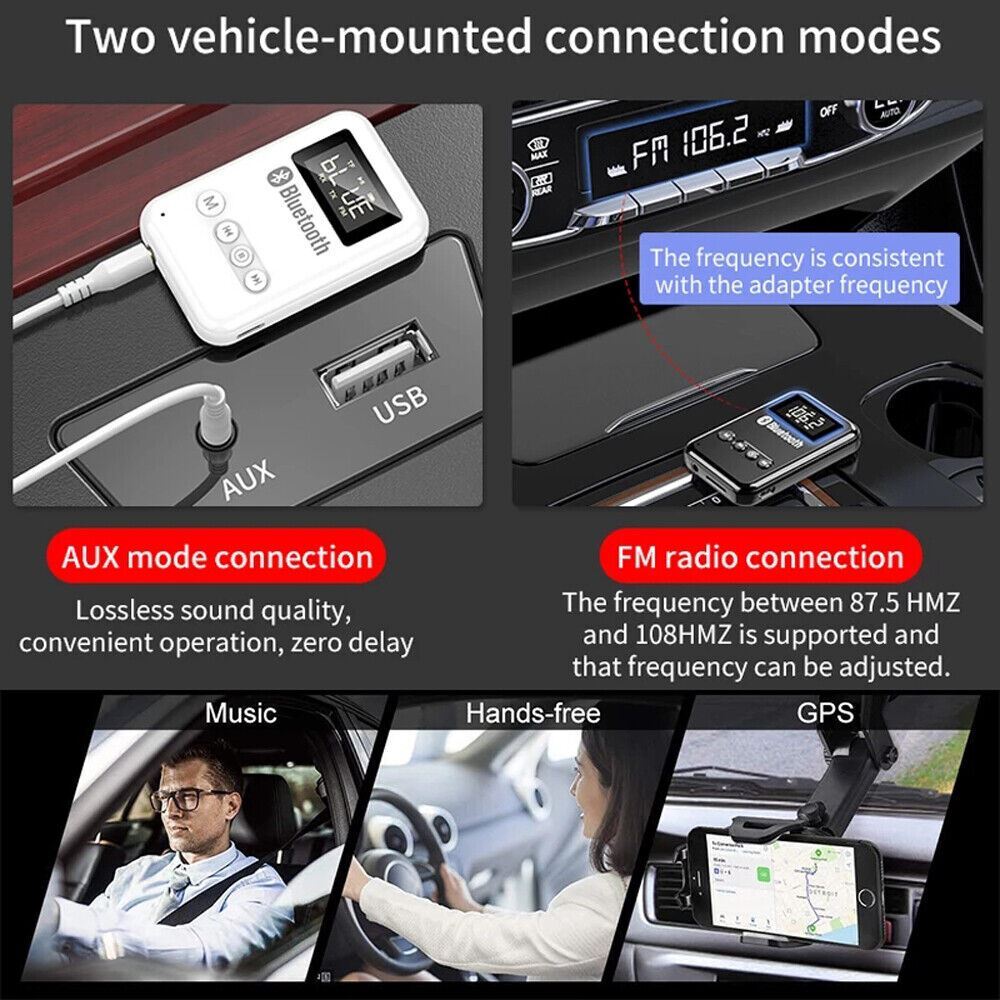 USB Bluetooth 5.0 Transmitter Receiver 4in1 Wireless Audio 3.5mm Aux Car Adapter