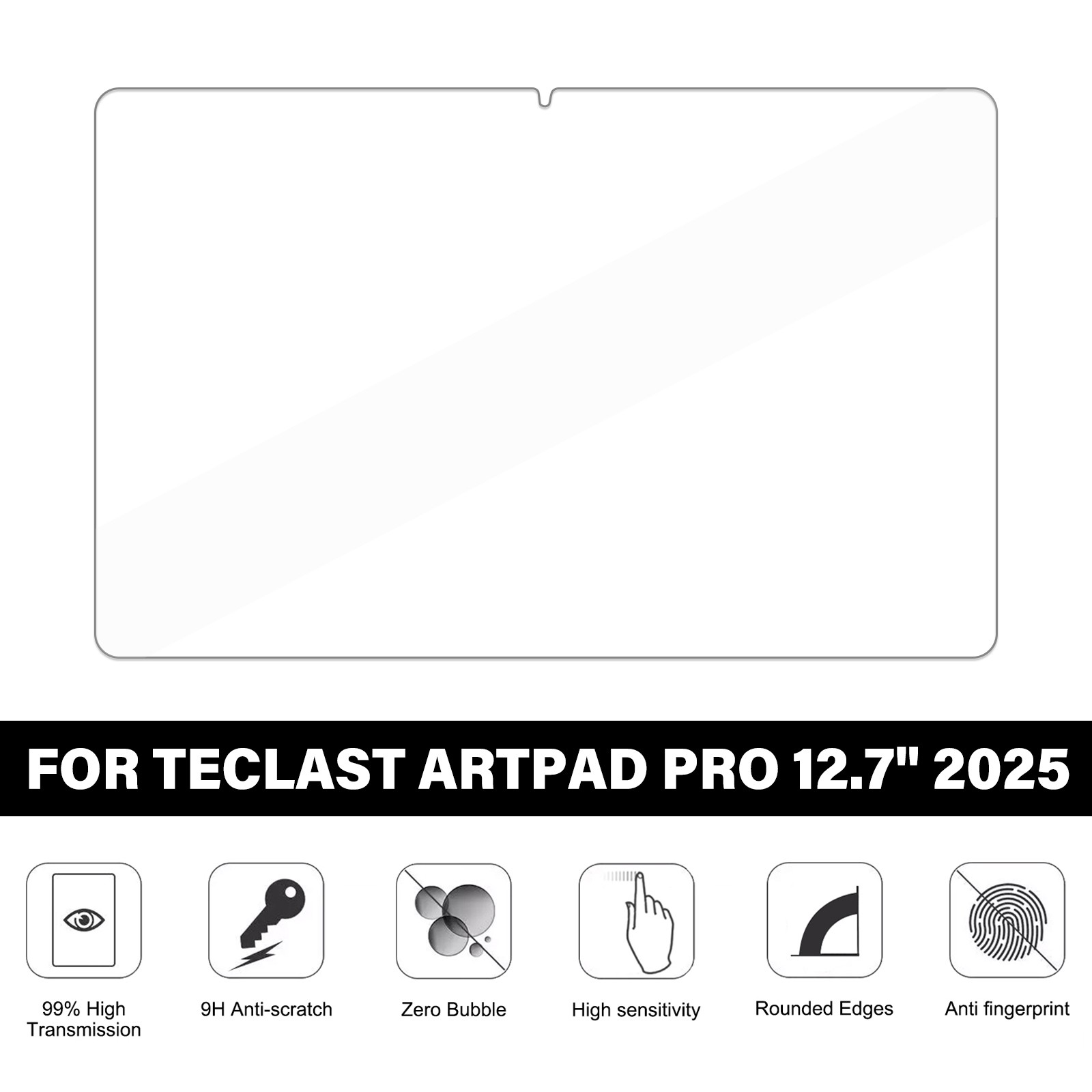1/2 Pack Tempered Glass Film Screen Protector For Teclast Artpad Pro 12.7″ 2025