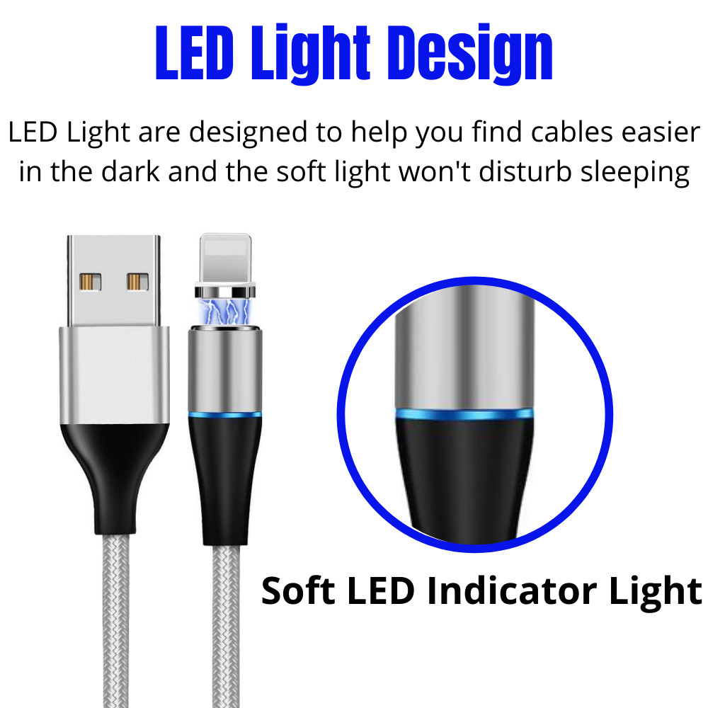 3Pack 3FT Magnetic Fast Charging Cable USB Charger Adapter Cord for iPhone iPad