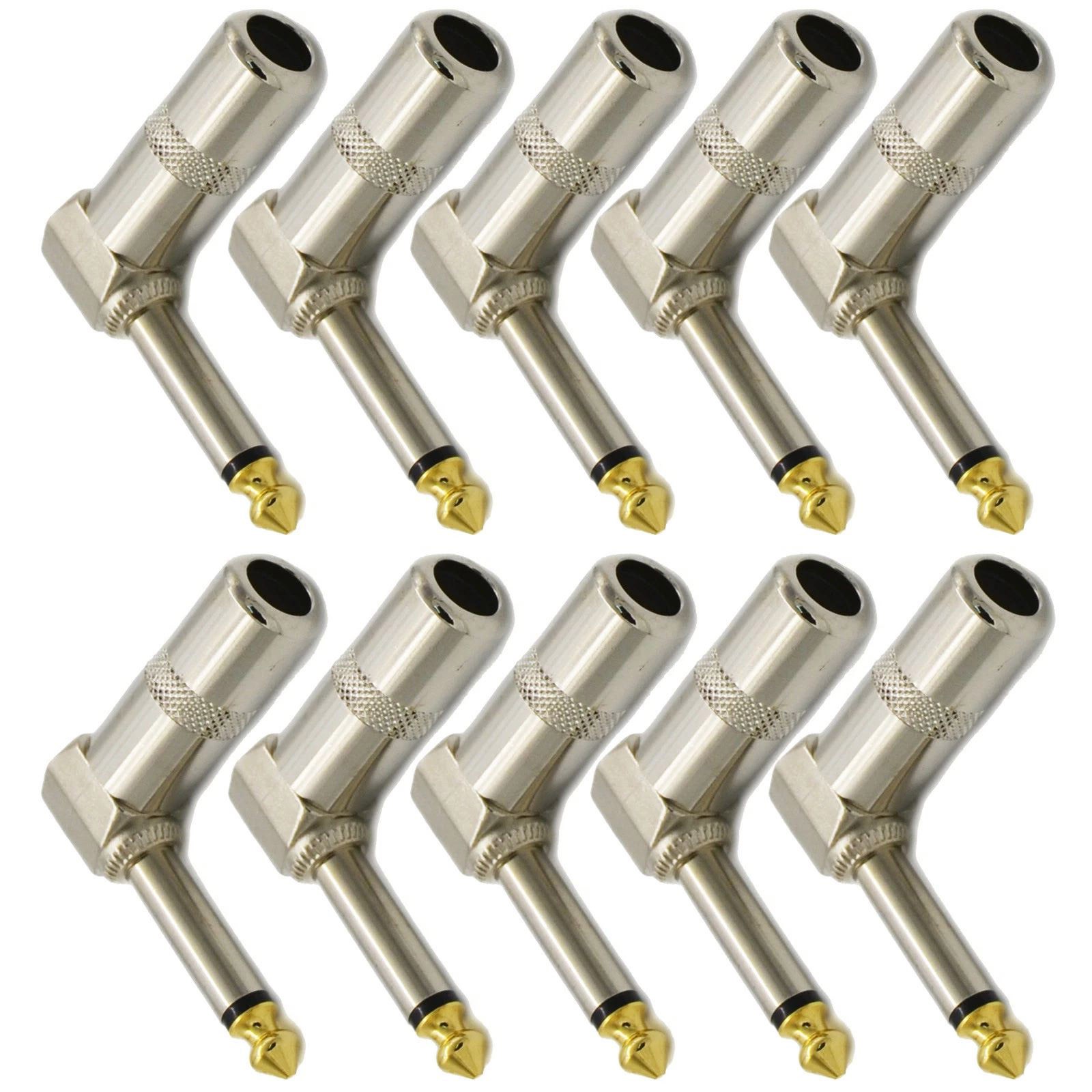 10pcs 90 Degree microphone Adapter Plug 1/4 in TS Male To 1/4 in Jack Male