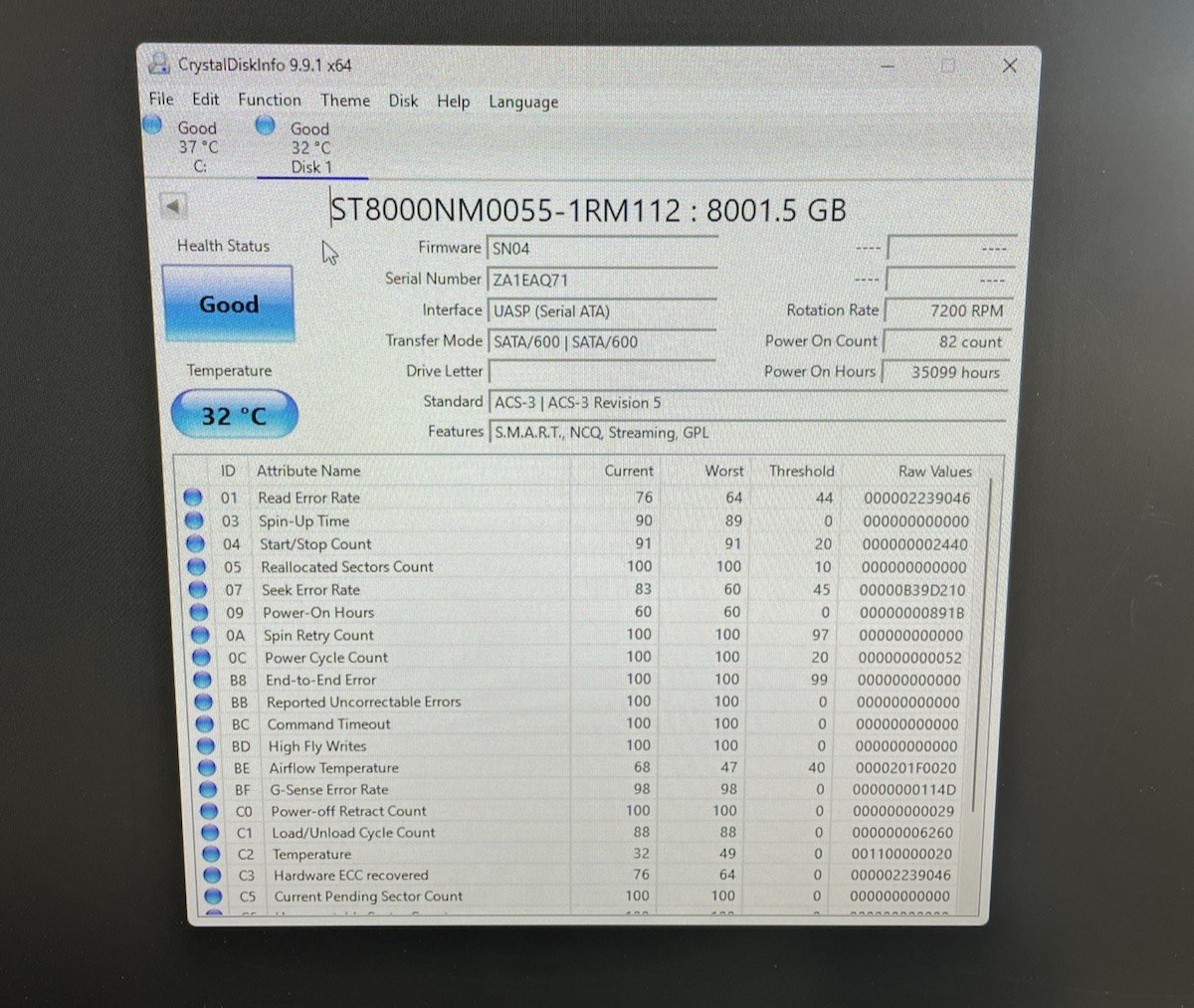 SEAGATE 8TB 3.5″ SATA HDD 7200 RPM ST8000NM0055-1RM112, GRADE A
