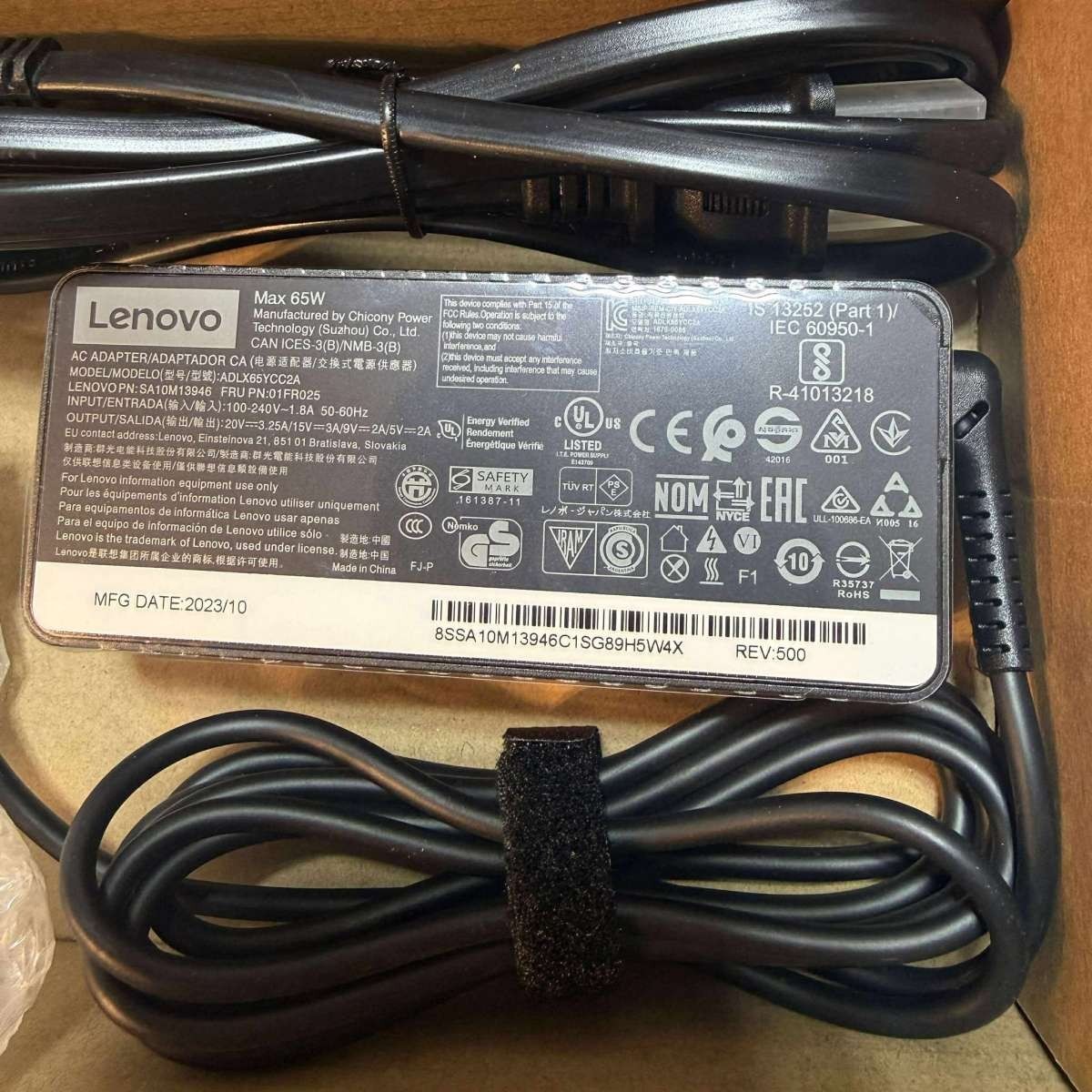 Lenovo 65W AC Adapter Laptop Charger ADLX65YDC2A, 20V 3.25A, OEM Genuine