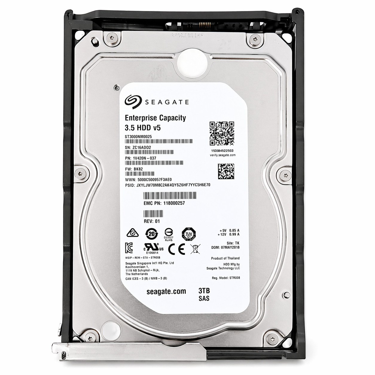 Seagate 3TB 3.5″ SAS 7.2K Enterprise Server HDD ST3000NM0025 w/ Tray Tested